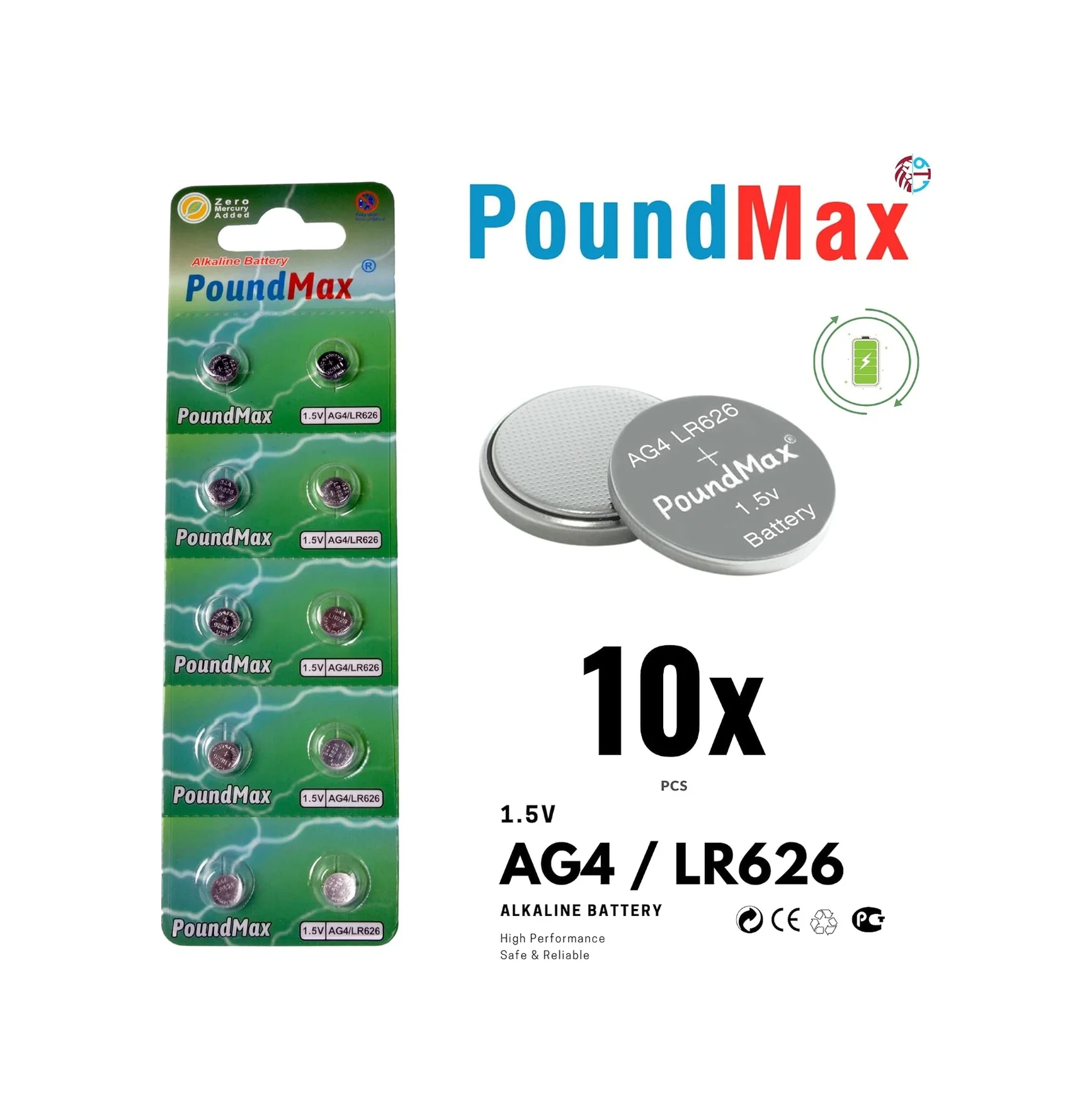 Lexroo 10 Adet Ag4 376 377 Sr626 Sr626sw Lr66 1.5v Düğme Pil, Alkalin Saat Pili Lexroo 10 Adet Ag4 376 377 Sr626 Sr626sw Lr66 1.5v Düğme Pil, Alkalin Saat Pili