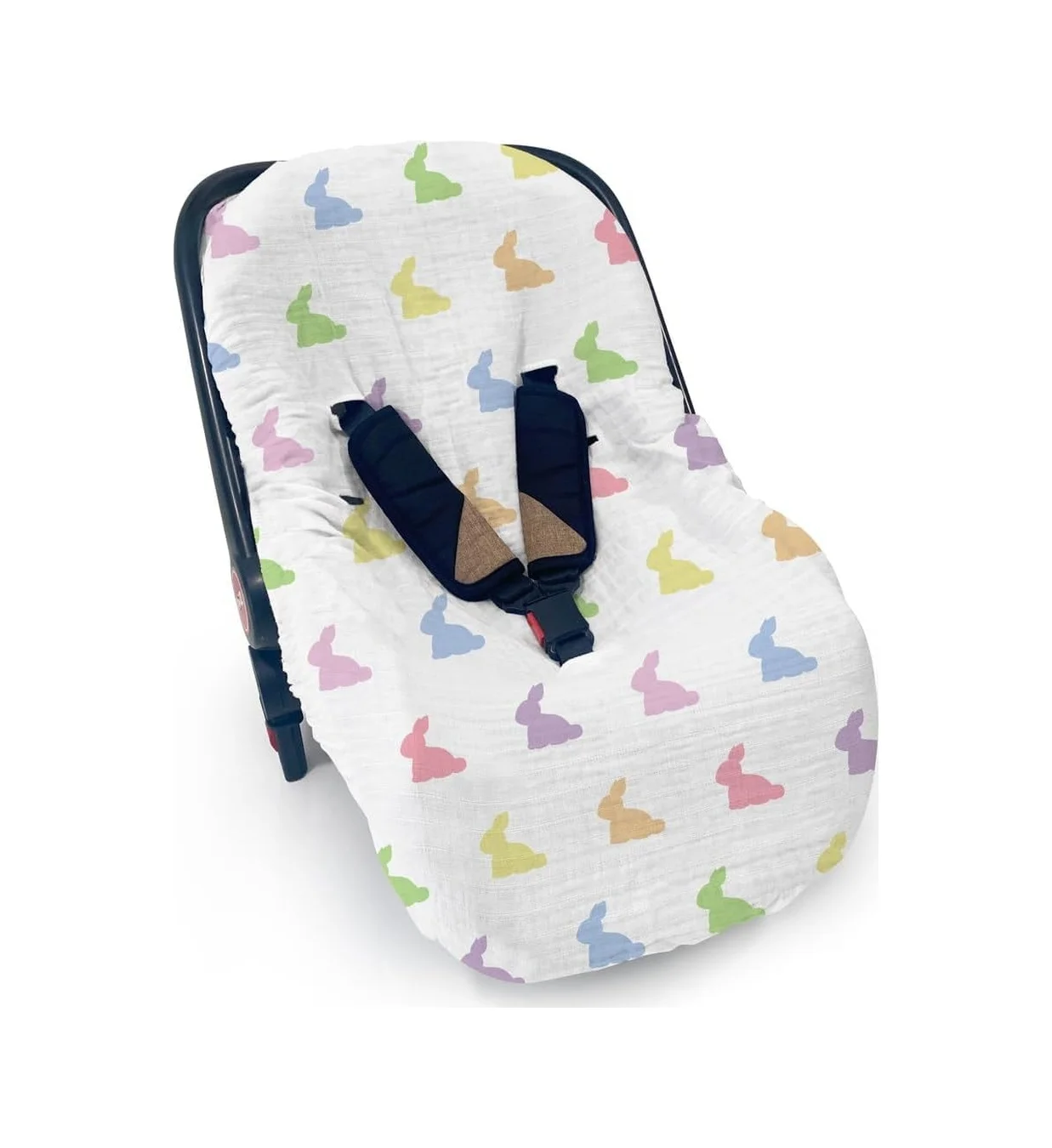 Lexroo %100 Pamuk Müslin Puset Kılıfı, Çok Renkli Tavşanlar, 70x43 Cm Lexroo %100 Pamuk Müslin Puset Kılıfı, Çok Renkli Tavşanlar, 70x43 Cm