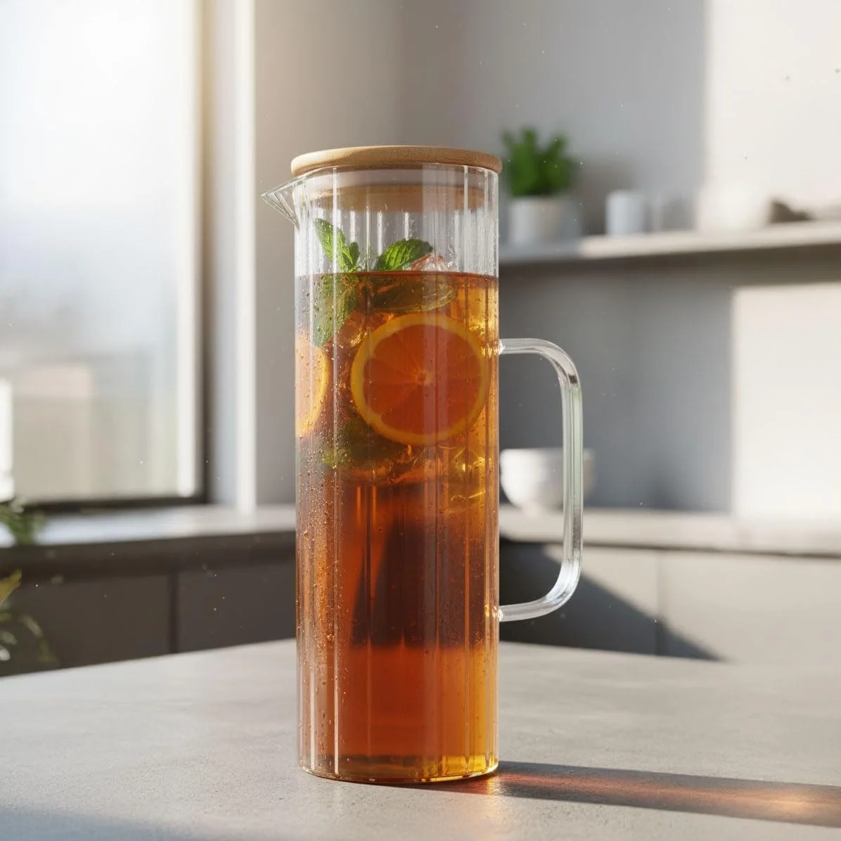 Lexroo 1000ml Bambu Kapaklı Line Borosilikat Cam Yağlık & Sürahi Lexroo 1000ml Bambu Kapaklı Line Borosilikat Cam Yağlık & Sürahi