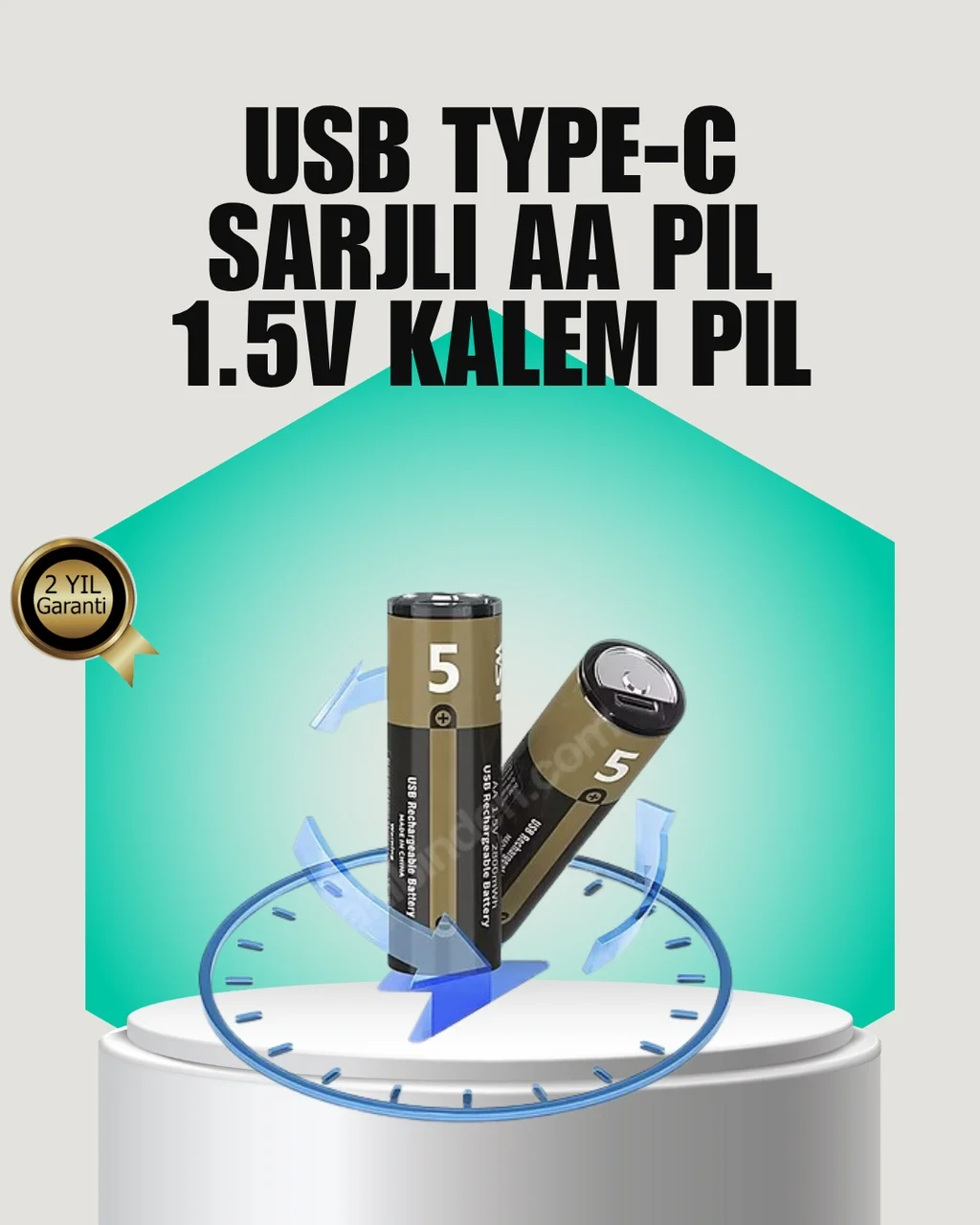 Lexroo 1.5v Aa Şarjlı Lityum Pil 1000+ Kez Şarj Edilebilir Hızlı Type-c Şarj 2 Adet Lexroo 1.5v Aa Şarjlı Lityum Pil 1000+ Kez Şarj Edilebilir Hızlı Type-c Şarj 2 Adet