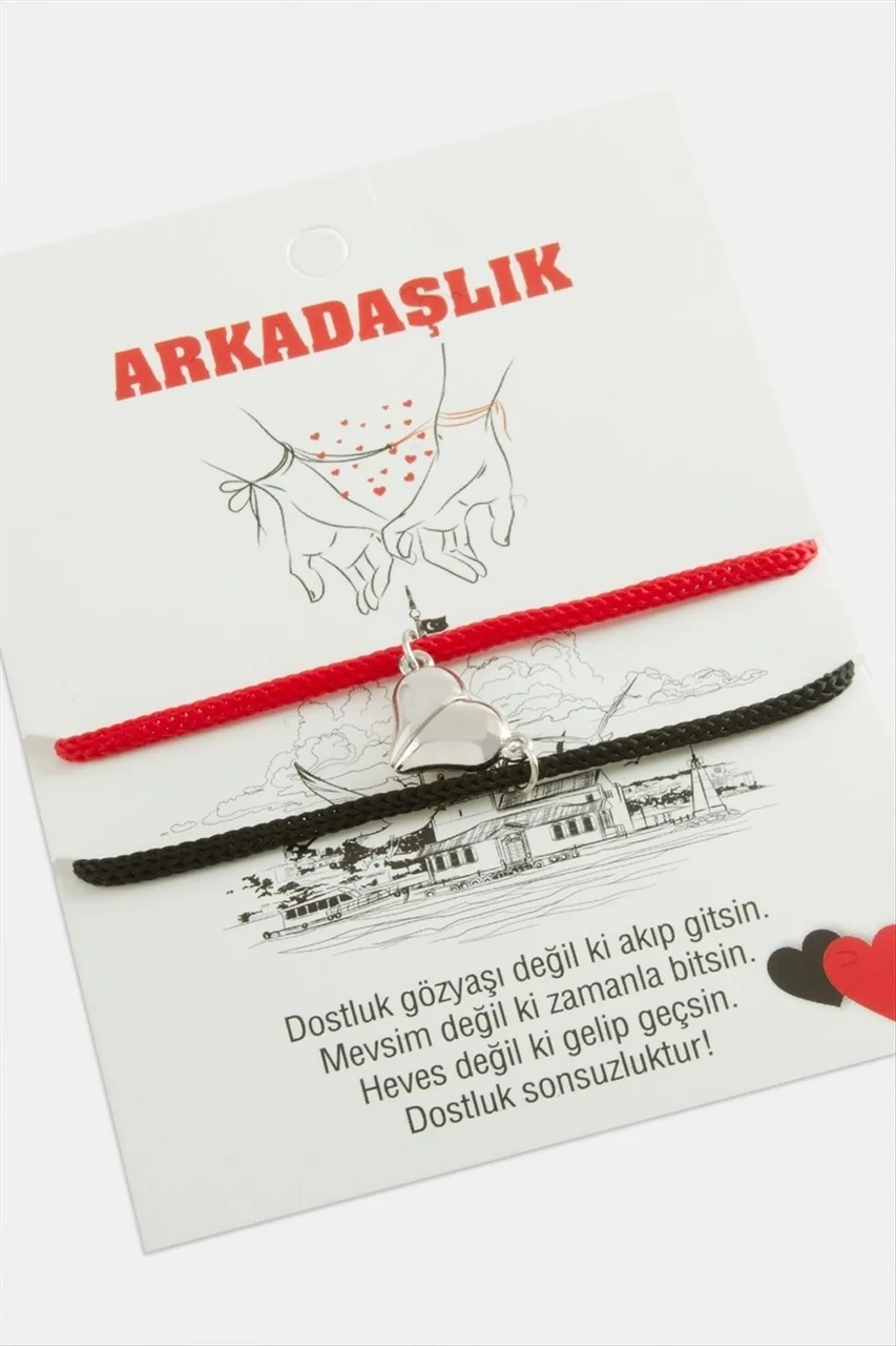 Lexroo 2'li Kalp Mıknatıslı Arkadaşlık Bilekliği - Kırmızı Lexroo 2'li Kalp Mıknatıslı Arkadaşlık Bilekliği - Kırmızı