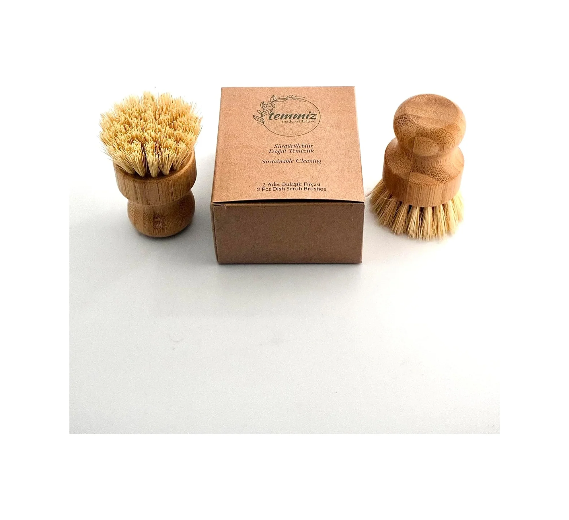 Lexroo 2'li Küçük Bulaşık Fırçası, Ergonomik Bambu Tutma Kısmı, Sisal Lifi Fırça Lexroo 2'li Küçük Bulaşık Fırçası, Ergonomik Bambu Tutma Kısmı, Sisal Lifi Fırça