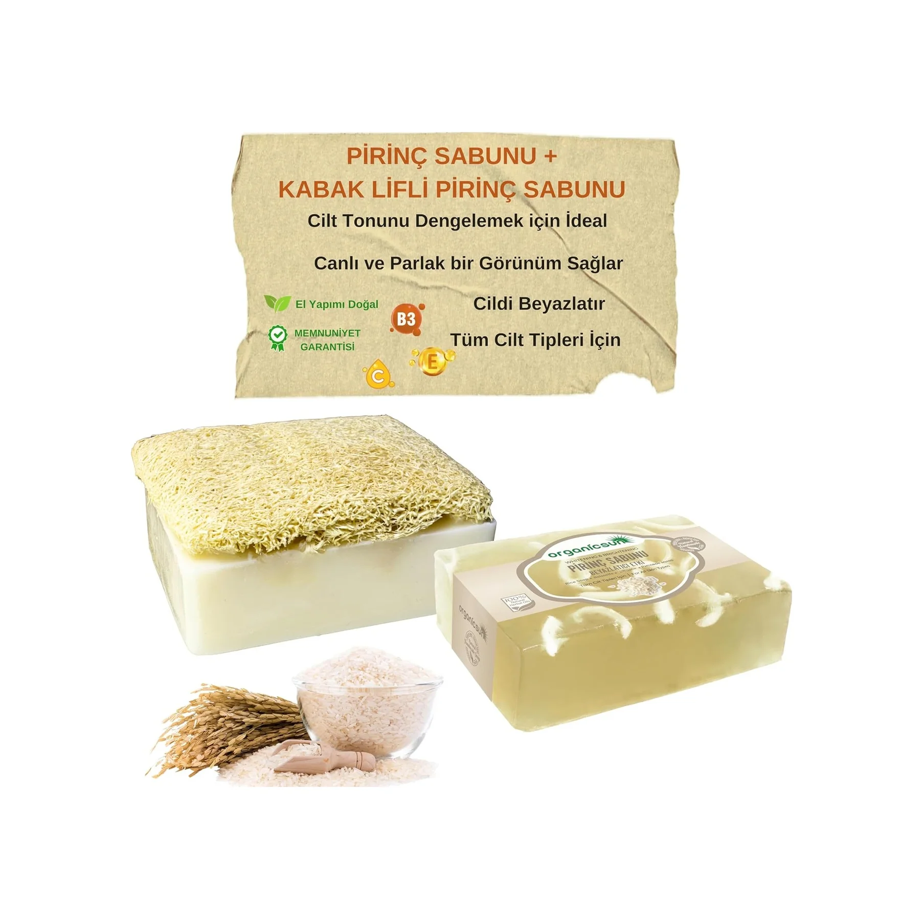 Lexroo 2'li Set Doğal Kabak Lifli Pirinç Sabunu Ve Lifsiz Pirinç Sabunu Lexroo 2'li Set Doğal Kabak Lifli Pirinç Sabunu Ve Lifsiz Pirinç Sabunu