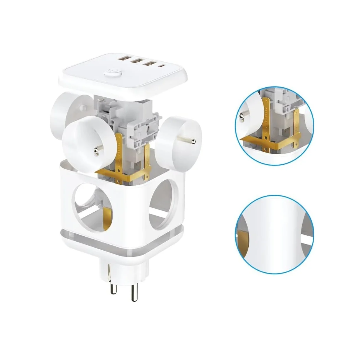 Lexroo 3 Ac Priz Soketli 3 Usb+type-c Akım Korumalı, 7 İn 1 Priz, 16a Maks, 4000w Diğer Lexroo 3 Ac Priz Soketli 3 Usb+type-c Akım Korumalı, 7 İn 1 Priz, 16a Maks, 4000w Diğer