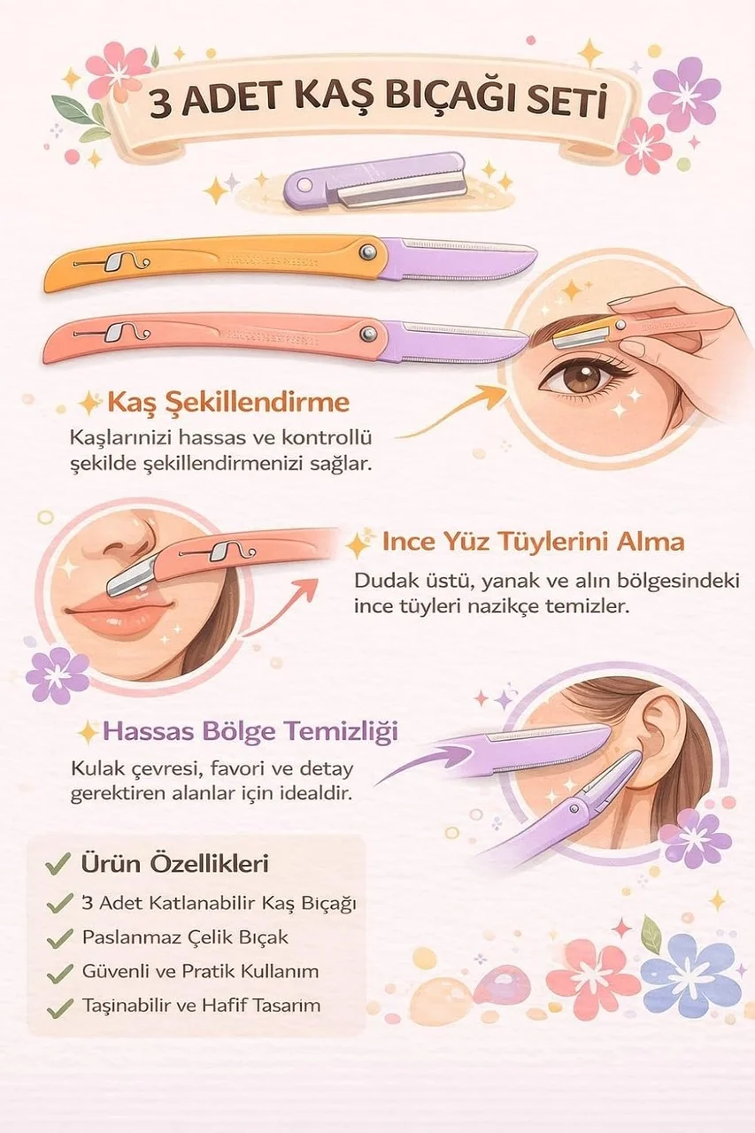 Lexroo 3 Adet Katlanabilir Kaş Bıçağı Seti,paslanmaz Çelik Profesyonel Kaş Şekillendirici Diğer Lexroo 3 Adet Katlanabilir Kaş Bıçağı Seti,paslanmaz Çelik Profesyonel Kaş Şekillendirici Diğer
