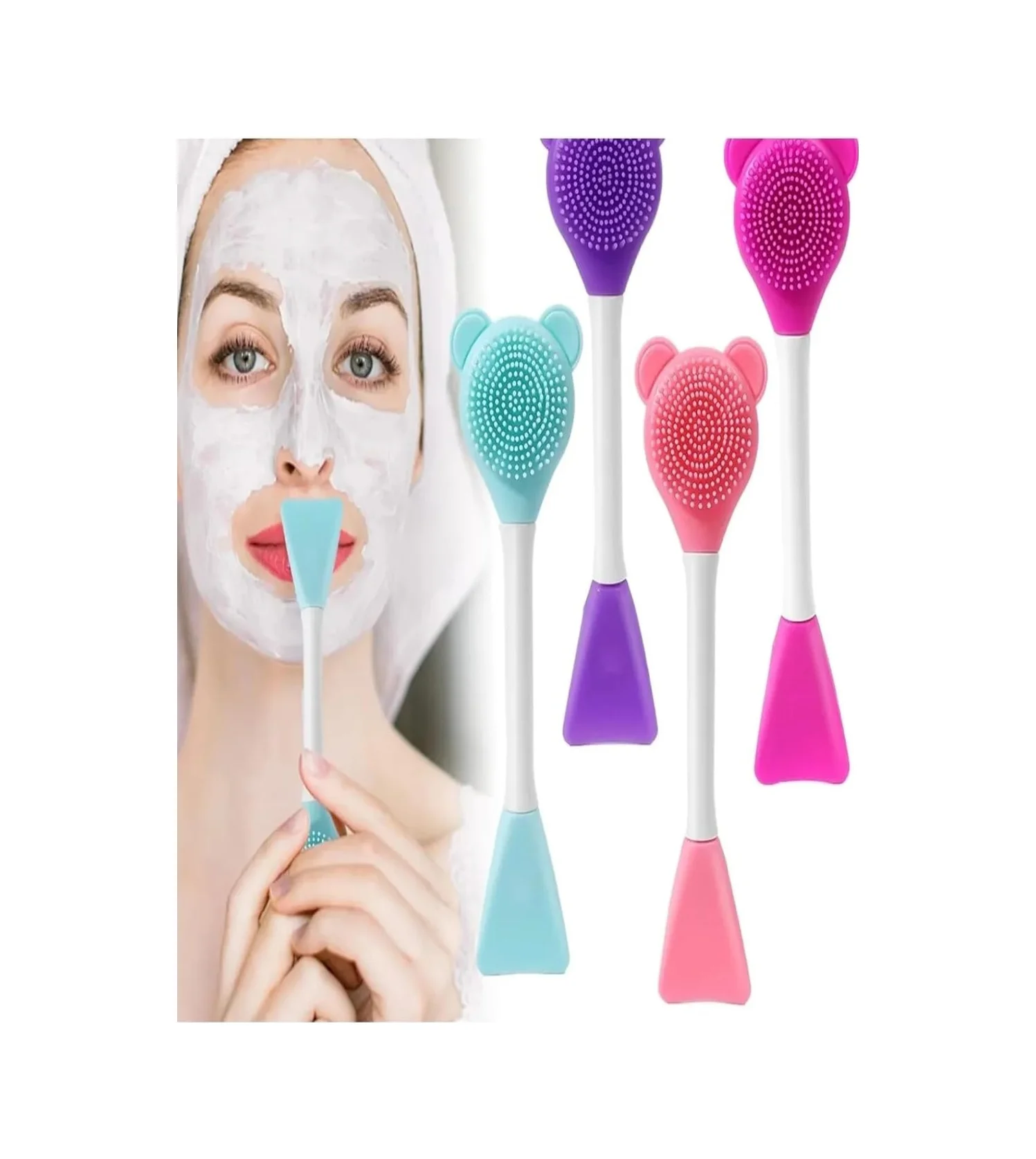 Lexroo 3 In 1 Ayıcık Silikon Maske Sürme Peeling Ve Temizleme Firçası Silikon Maske Spatulası Lexroo 3 In 1 Ayıcık Silikon Maske Sürme Peeling Ve Temizleme Firçası Silikon Maske Spatulası