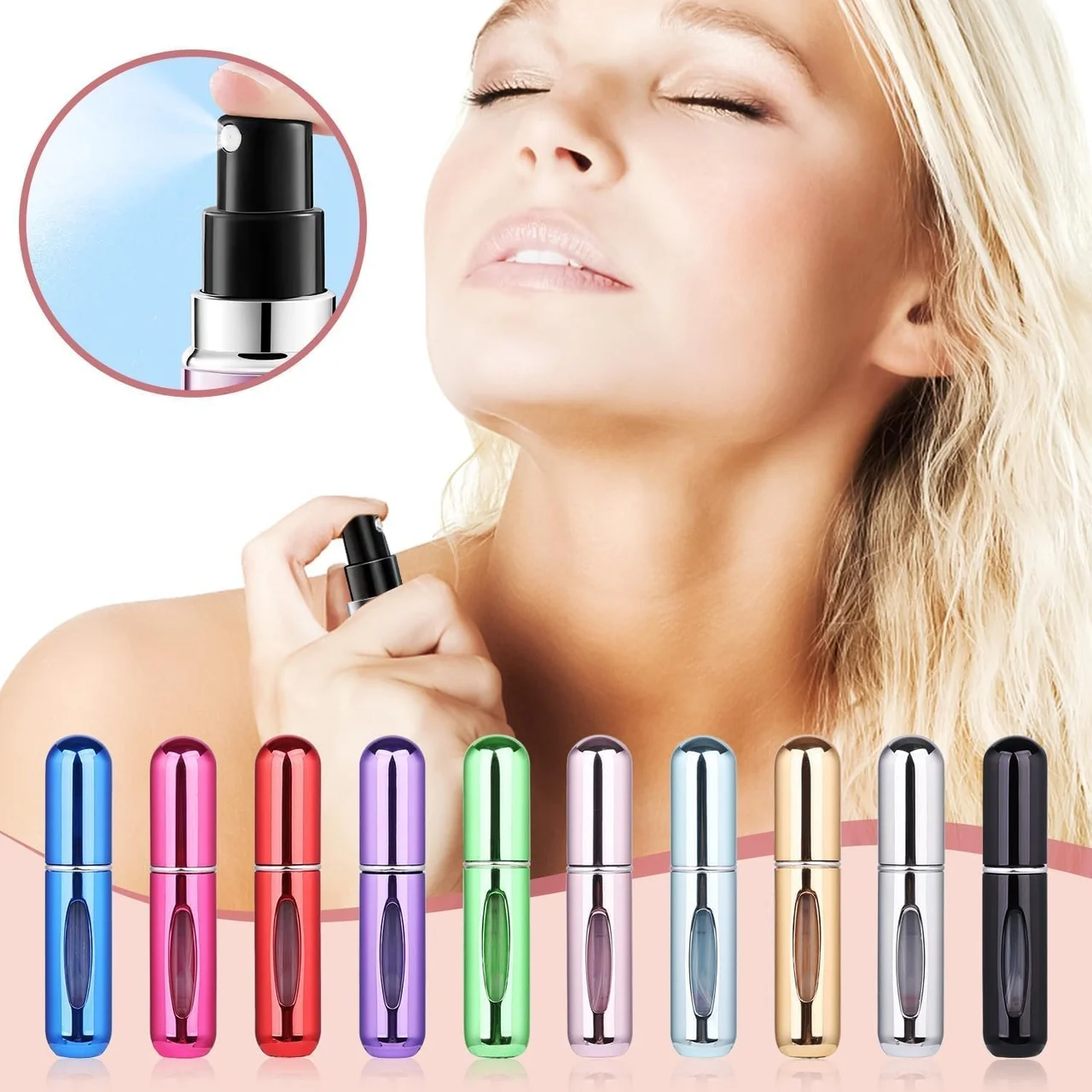 Lexroo 5ml Metal Taşınabilir Parfüm Şişesi, Doldurulabilir Seyahat Parfüm Atomizeri Lexroo 5ml Metal Taşınabilir Parfüm Şişesi, Doldurulabilir Seyahat Parfüm Atomizeri