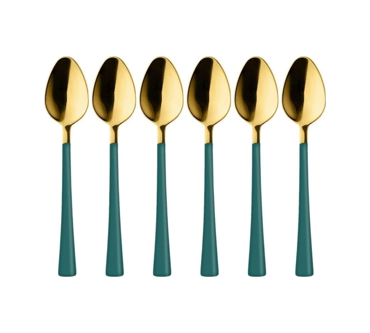 Lexroo 6 Adet Çay Kaşığı Seti, 18/10 Paslanmaz Çelik, Gold Yeşil, 11 Cm, 70 Gr Lexroo 6 Adet Çay Kaşığı Seti, 18/10 Paslanmaz Çelik, Gold Yeşil, 11 Cm, 70 Gr