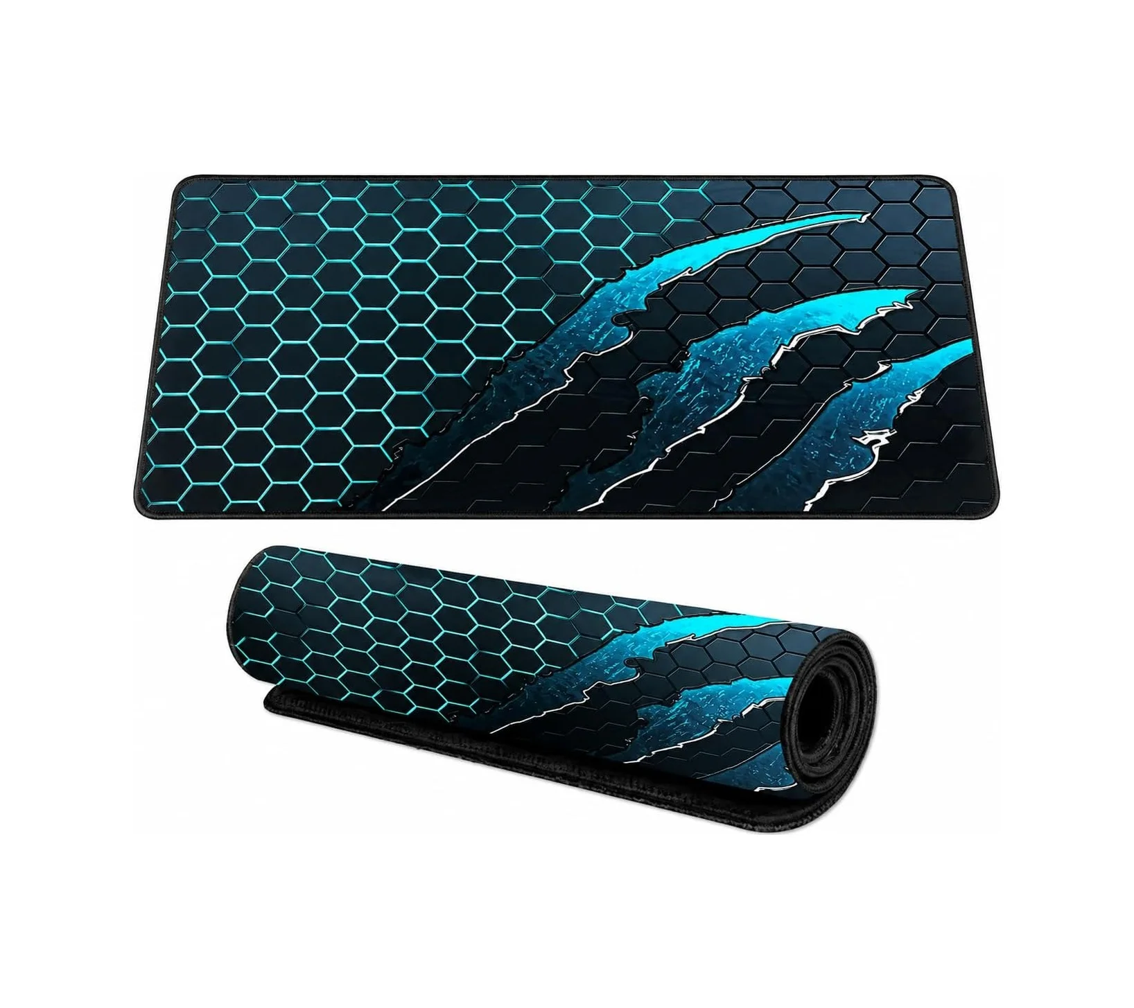 Lexroo 90x40 Cm Mouse Pad, Turkuaz Pençe Hexagon Desenli Büyük Mouse Pad, Kaymaz Kauçuk Tabanlı Standart Lexroo 90x40 Cm Mouse Pad, Turkuaz Pençe Hexagon Desenli Büyük Mouse Pad, Kaymaz Kauçuk Tabanlı Standart
