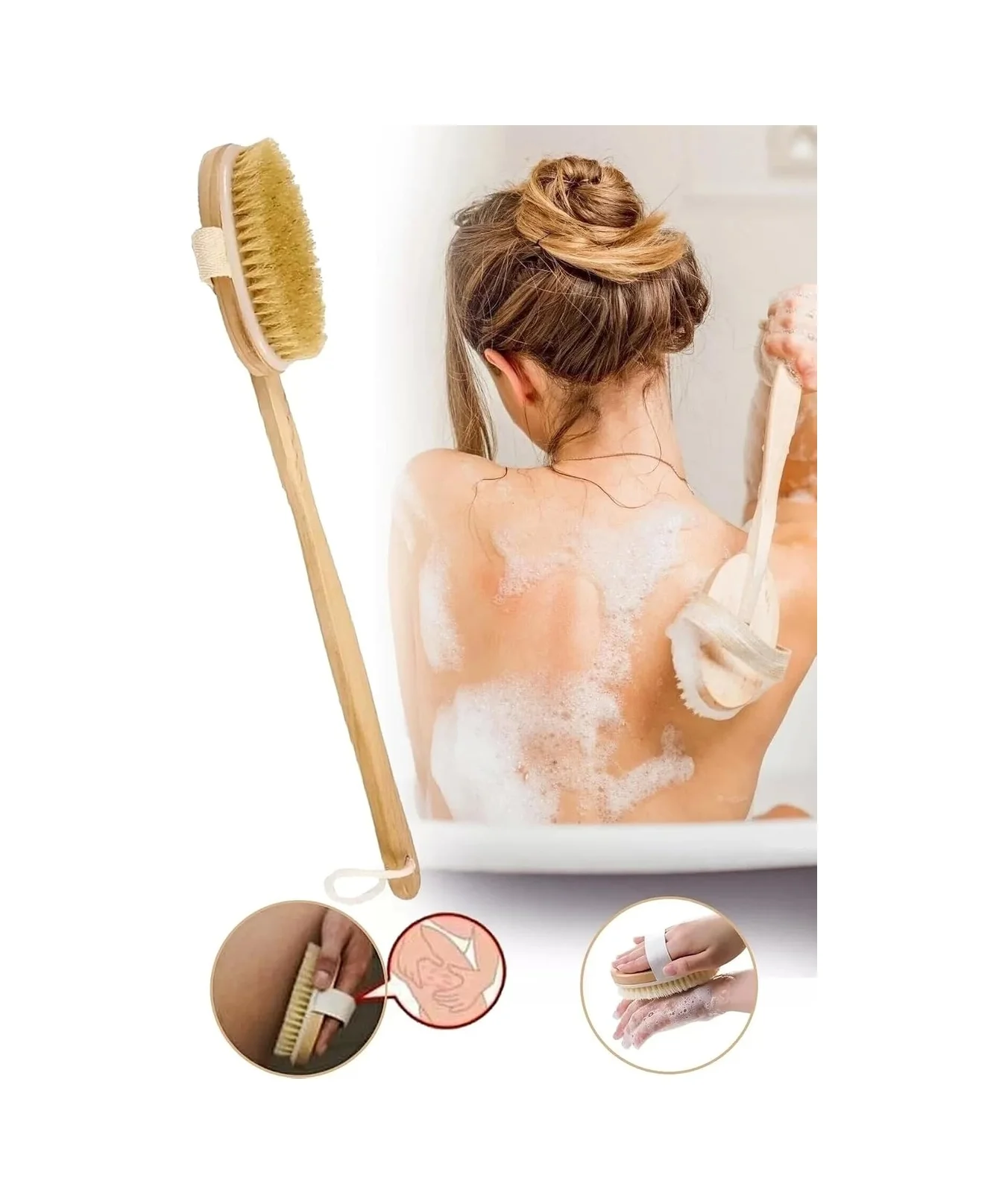 Lexroo Ahşap Saplı Doğal At Kılı Selülit Fırçası Peeling Masaj Fırça Banyo Fırçası Lexroo Ahşap Saplı Doğal At Kılı Selülit Fırçası Peeling Masaj Fırça Banyo Fırçası