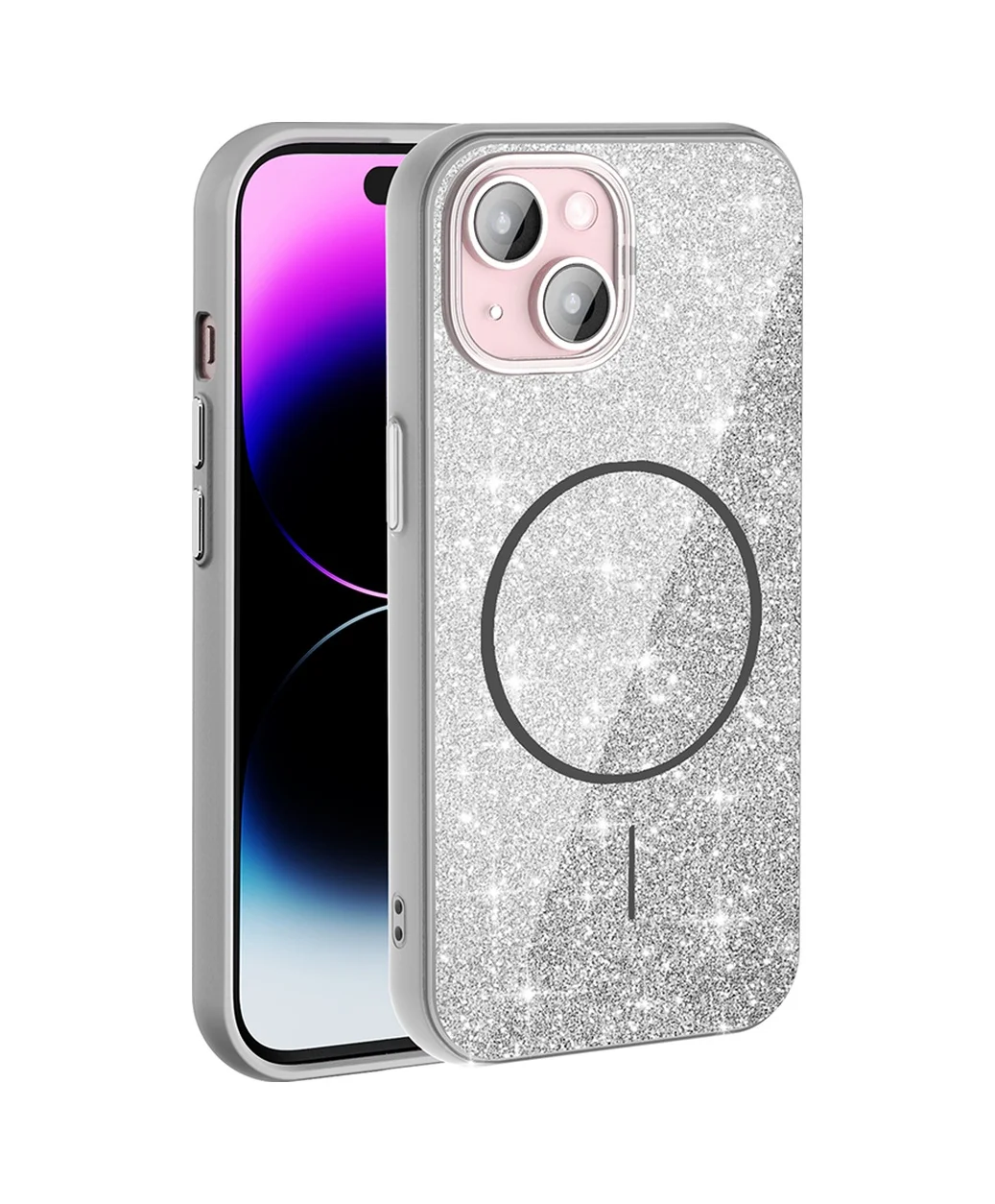 Lexroo Apple iPhone Uyumlu 15 Kılıf M-safe Şarj Özellikli Parlayan Simli Okso Kılıf - Beyaz Lexroo Apple iPhone Uyumlu 15 Kılıf M-safe Şarj Özellikli Parlayan Simli Okso Kılıf - Beyaz