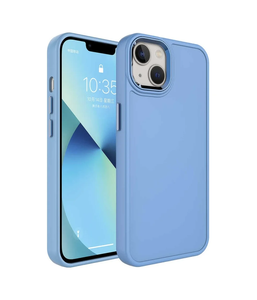 Lexroo Apple iPhone Uyumlu 13 Kılıf Metal Çerçeve Ve Buton Tasarımlı Sert Botox Kılıf - Mavi Lexroo Apple iPhone Uyumlu 13 Kılıf Metal Çerçeve Ve Buton Tasarımlı Sert Botox Kılıf - Mavi