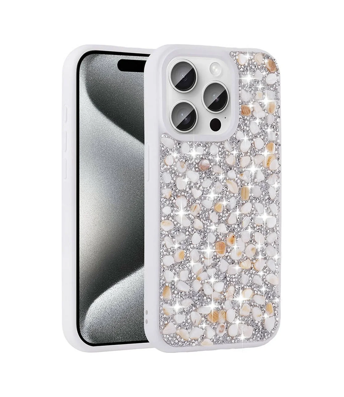 Lexroo Apple iPhone Uyumlu 15 Pro Kılıf Parlak Taşlı Tasarım Linea Kılıf - Beyaz Lexroo Apple iPhone Uyumlu 15 Pro Kılıf Parlak Taşlı Tasarım Linea Kılıf - Beyaz