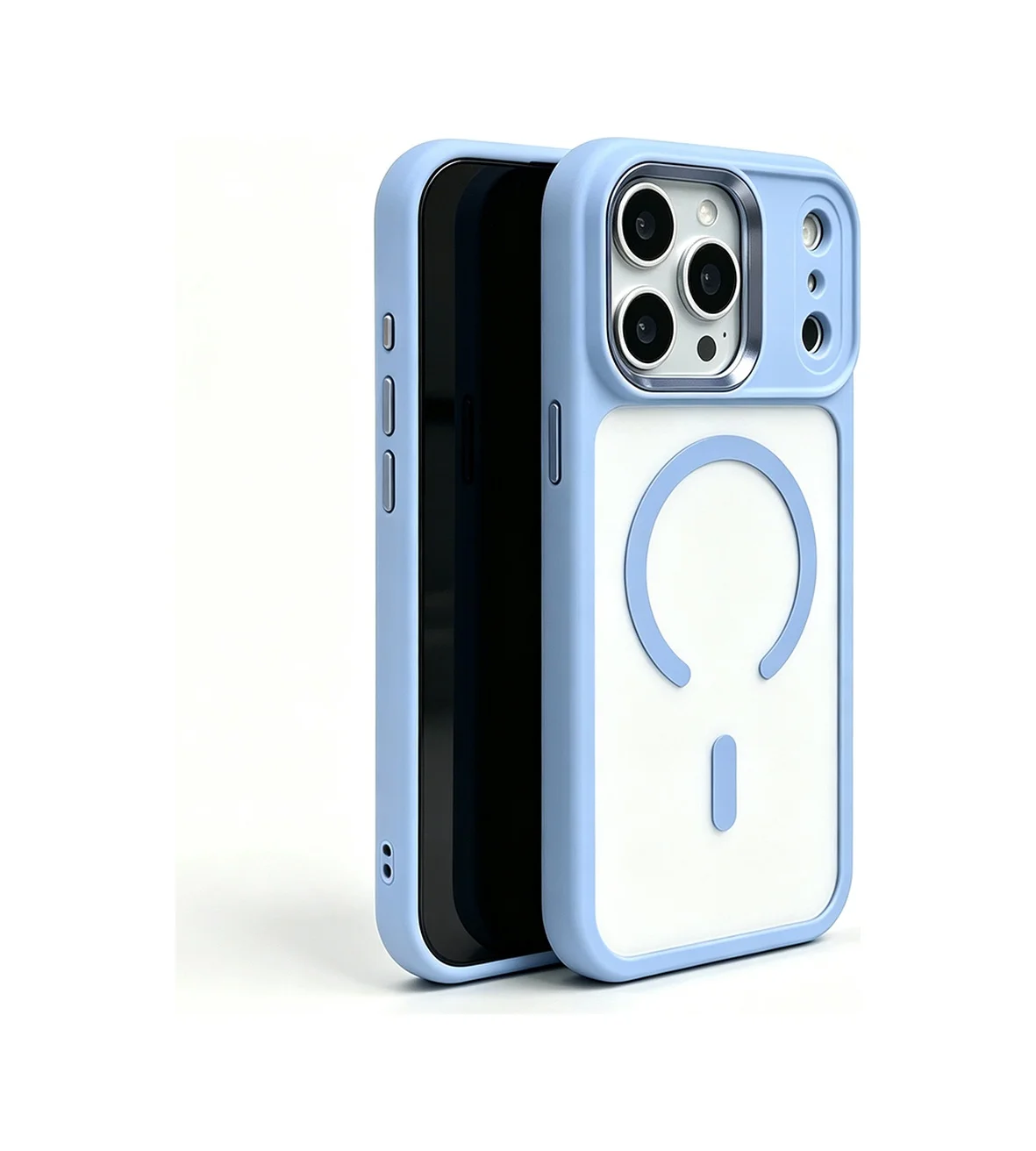 Lexroo Apple iPhone Uyumlu 18 Pro Kılıf Wireless Şarj Özellikli Krom M-safe Silikon Kılıf - Açık Mavi Lexroo Apple iPhone Uyumlu 18 Pro Kılıf Wireless Şarj Özellikli Krom M-safe Silikon Kılıf - Açık Mavi