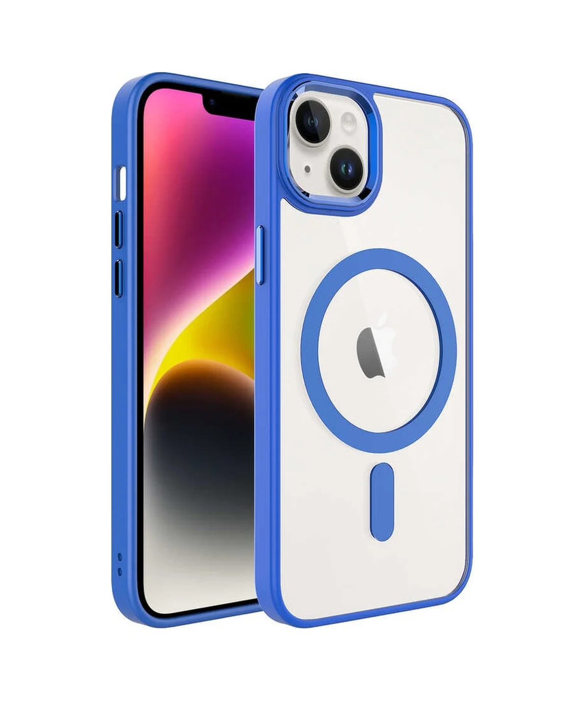 Lexroo Apple iPhone Uyumlu 14 Kılıf Wireless Şarj Özellikli Krom M-safe Silikon Kılıf - Mavi Lexroo Apple iPhone Uyumlu 14 Kılıf Wireless Şarj Özellikli Krom M-safe Silikon Kılıf - Mavi
