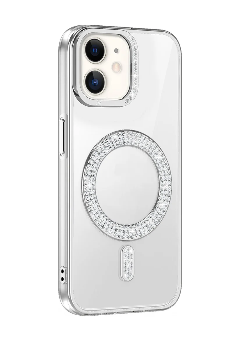 Lexroo Apple iPhone Uyumlu 11 Kılıf Pırlanta Taş Tasarımlı M-safe Şarj Özellikli Karetta Silikon Kılıf - Gümüş Lexroo Apple iPhone Uyumlu 11 Kılıf Pırlanta Taş Tasarımlı M-safe Şarj Özellikli Karetta Silikon Kılıf - Gümüş