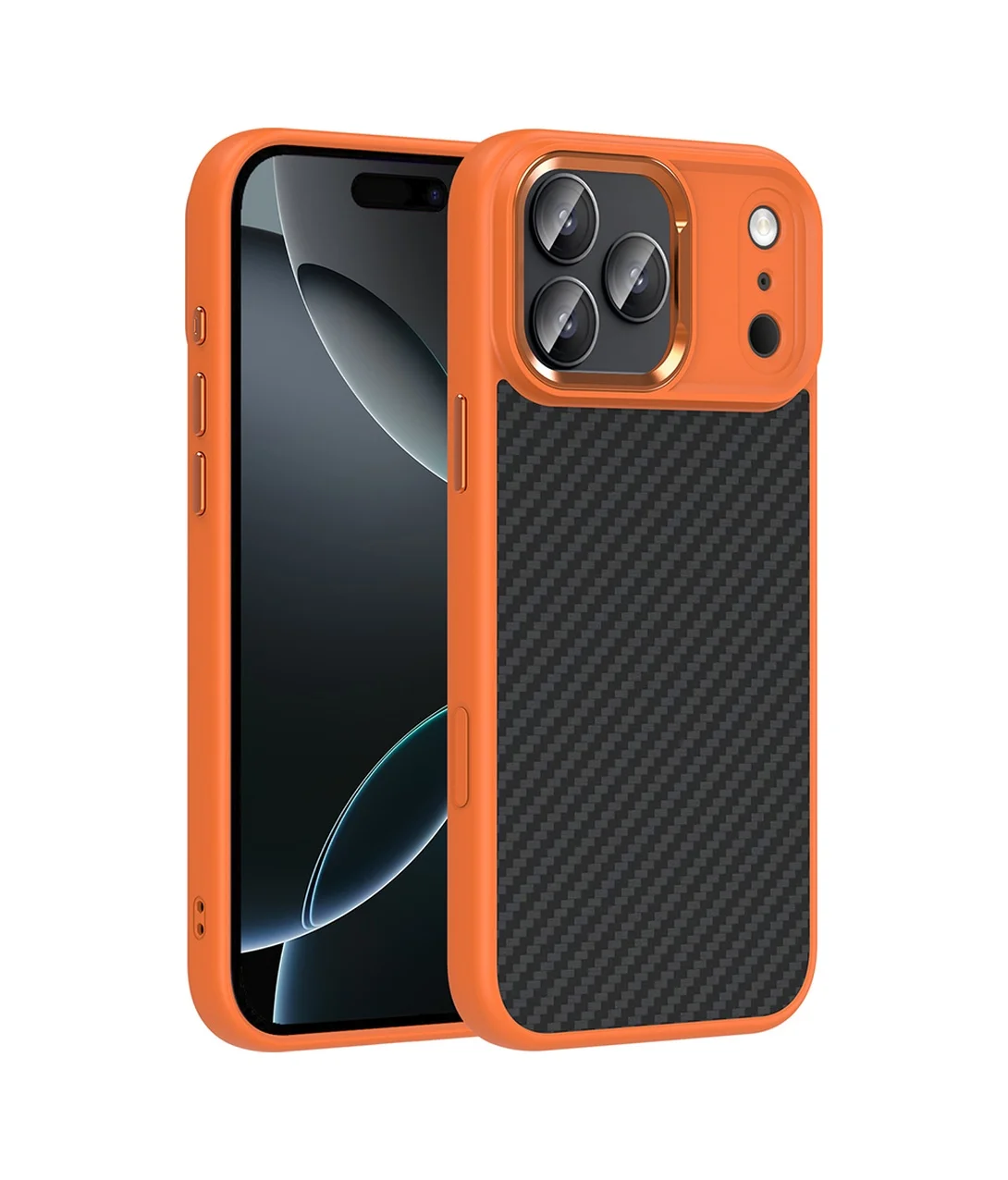 Lexroo Apple iPhone Uyumlu 17 Pro Kılıf M-safe Şarj Özellikli Karbon Fiber Görünümlü Truva Silikon - Turuncu Lexroo Apple iPhone Uyumlu 17 Pro Kılıf M-safe Şarj Özellikli Karbon Fiber Görünümlü Truva Silikon - Turuncu