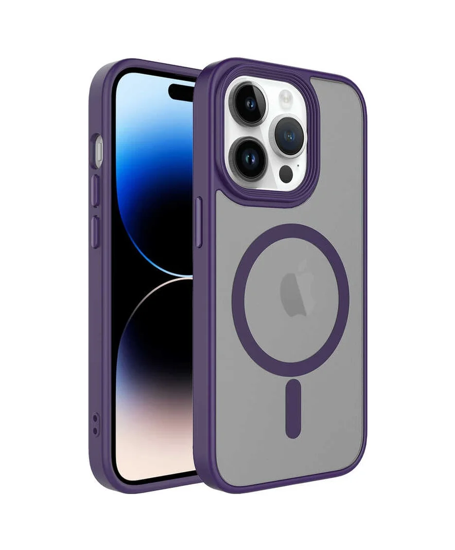 Lexroo Apple iPhone Uyumlu 14 Pro Kılıf Mat Arka Yüzey Wireless Şarj Özellikli Flet M-safe Kılıf - Derin Mor Lexroo Apple iPhone Uyumlu 14 Pro Kılıf Mat Arka Yüzey Wireless Şarj Özellikli Flet M-safe Kılıf - Derin Mor