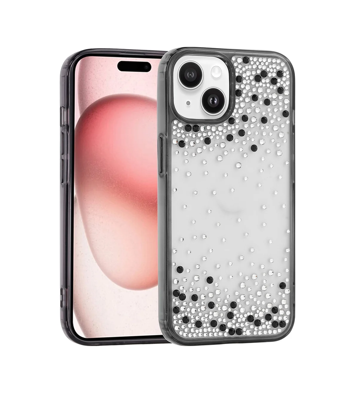 Lexroo Apple iPhone Uyumlu 15 Kılıf Airbag Tasarımlı Damla Taşlı Şeffaf Pera Silikon Kılıf - Siyah Lexroo Apple iPhone Uyumlu 15 Kılıf Airbag Tasarımlı Damla Taşlı Şeffaf Pera Silikon Kılıf - Siyah
