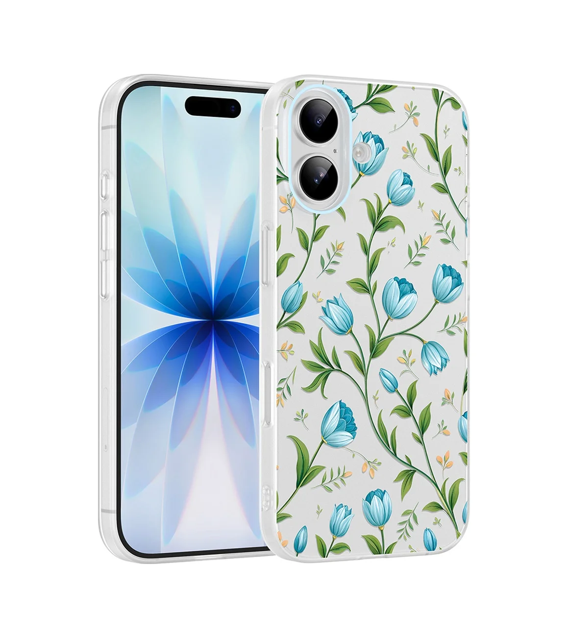 Lexroo Apple iPhone Uyumlu 16 Kılıf Kamera Korumalı Desenli Klip Kılıf - Mavi Lale Lexroo Apple iPhone Uyumlu 16 Kılıf Kamera Korumalı Desenli Klip Kılıf - Mavi Lale