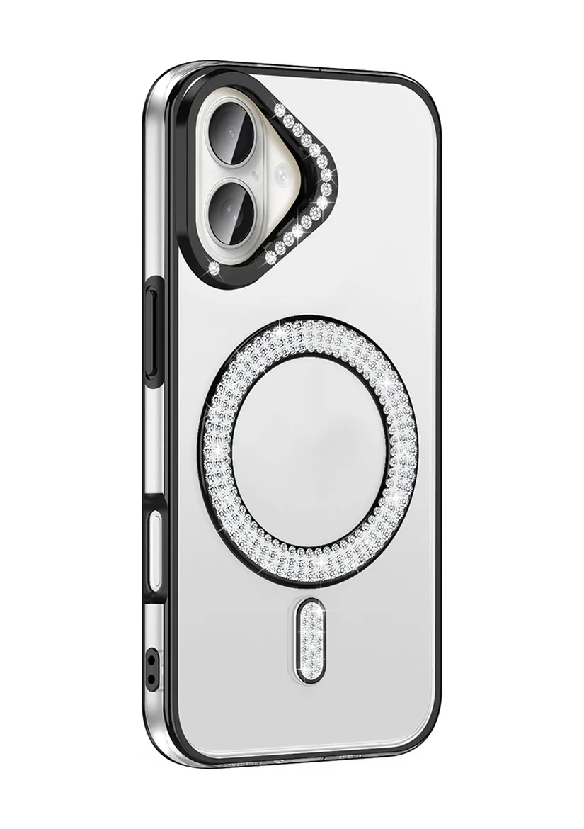 Lexroo Apple iPhone Uyumlu 16 Plus Kılıf Pırlanta Taş Tasarımlı M-safe Şarj Özellikli Karetta Silikon - Siyah Lexroo Apple iPhone Uyumlu 16 Plus Kılıf Pırlanta Taş Tasarımlı M-safe Şarj Özellikli Karetta Silikon - Siyah