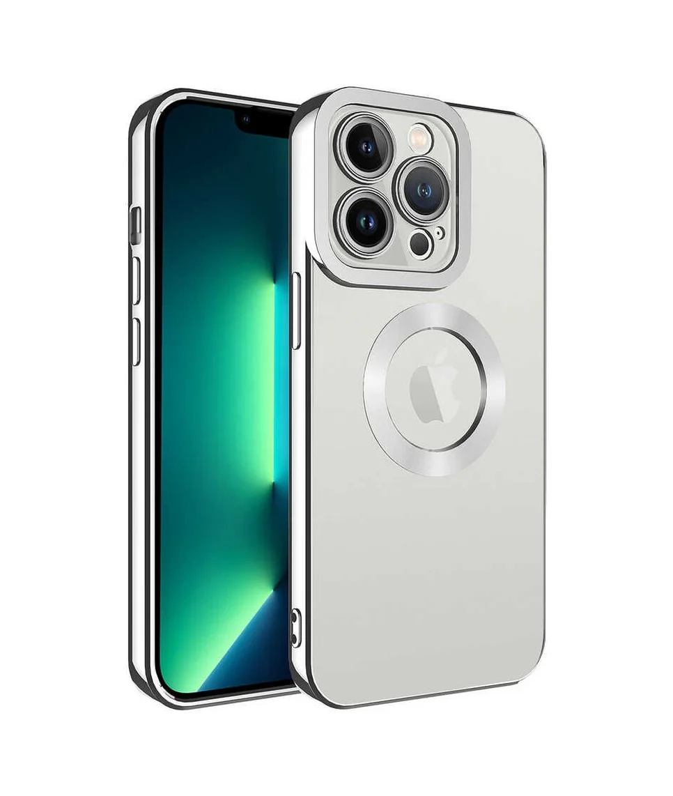 Lexroo Apple iPhone Uyumlu 13 Pro Kılıf Kamera Korumalı Logo Gösteren Omega Kılıf - Gümüş Lexroo Apple iPhone Uyumlu 13 Pro Kılıf Kamera Korumalı Logo Gösteren Omega Kılıf - Gümüş