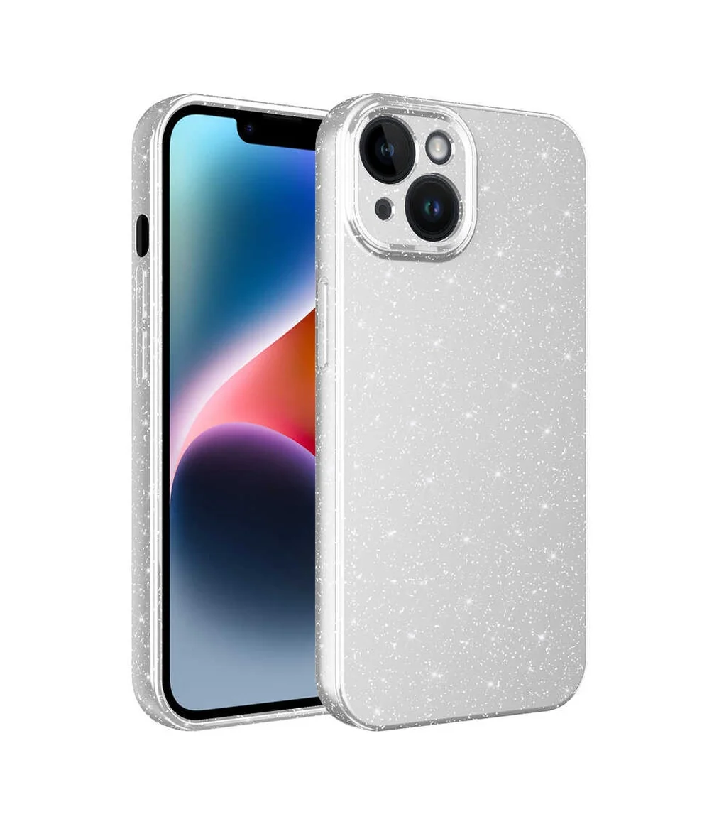 Lexroo Apple iPhone Uyumlu 14 Plus Kılıf Kamera Korumalı Simli Lüks Koton Kılıf - Beyaz Lexroo Apple iPhone Uyumlu 14 Plus Kılıf Kamera Korumalı Simli Lüks Koton Kılıf - Beyaz