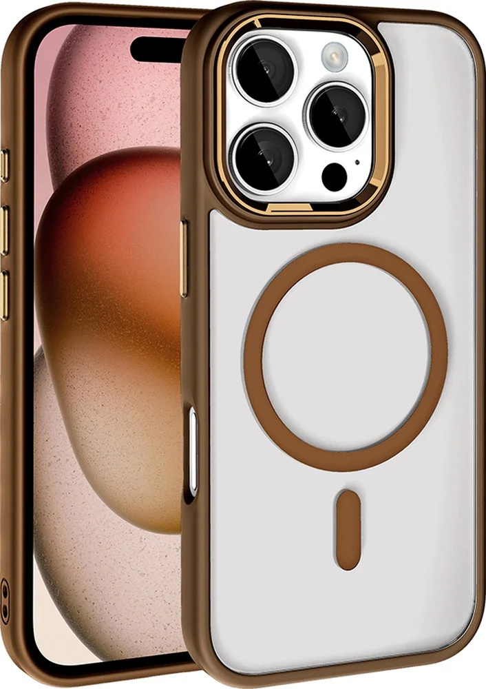 Lexroo Apple iPhone Uyumlu 16 Pro Kılıf Wireless Şarj Özellikli Krom M-safe Silikon Kılıf - Rose Brown Çok Renkli Lexroo Apple iPhone Uyumlu 16 Pro Kılıf Wireless Şarj Özellikli Krom M-safe Silikon Kılıf - Rose Brown Çok Renkli