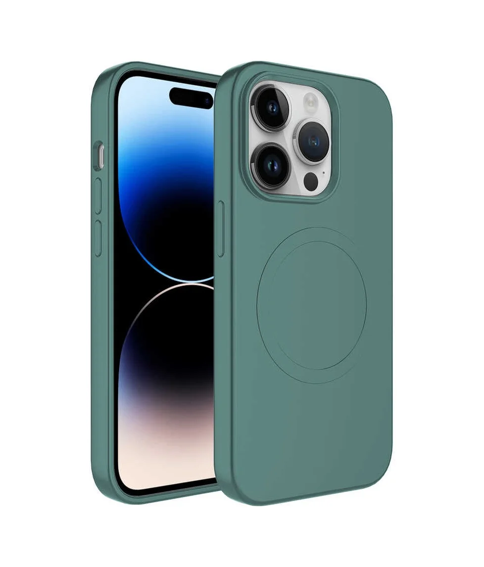 Lexroo Apple iPhone Uyumlu 14 Pro Max Kılıf M-safe Wireless Şarj Özellikli Pastel Renk Silikon Plas - Koyu Yeşil Lexroo Apple iPhone Uyumlu 14 Pro Max Kılıf M-safe Wireless Şarj Özellikli Pastel Renk Silikon Plas - Koyu Yeşil