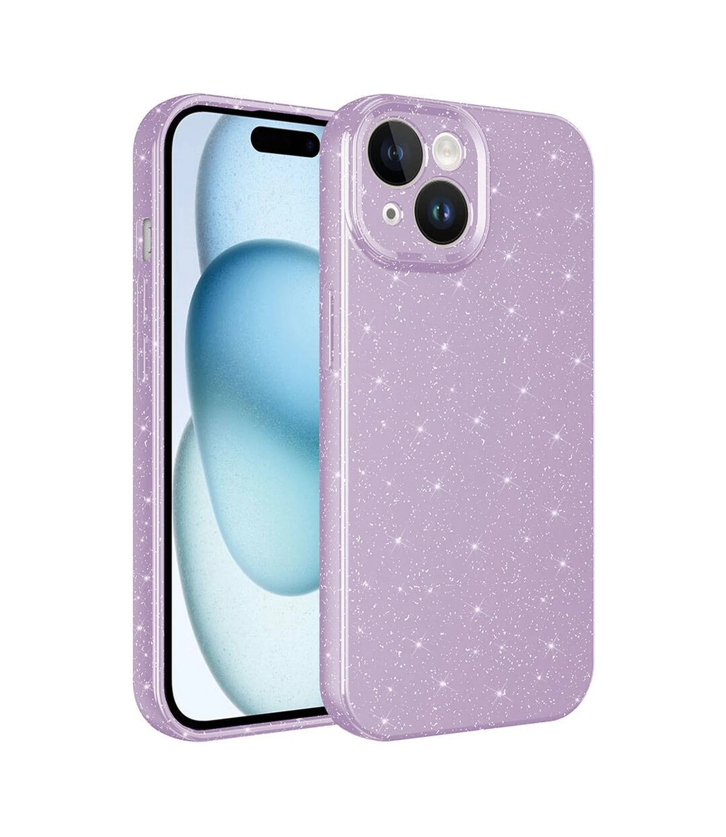Lexroo Apple iPhone Uyumlu 15 Kılıf Kamera Korumalı Simli Lüks Koton Kılıf - Lila Lexroo Apple iPhone Uyumlu 15 Kılıf Kamera Korumalı Simli Lüks Koton Kılıf - Lila