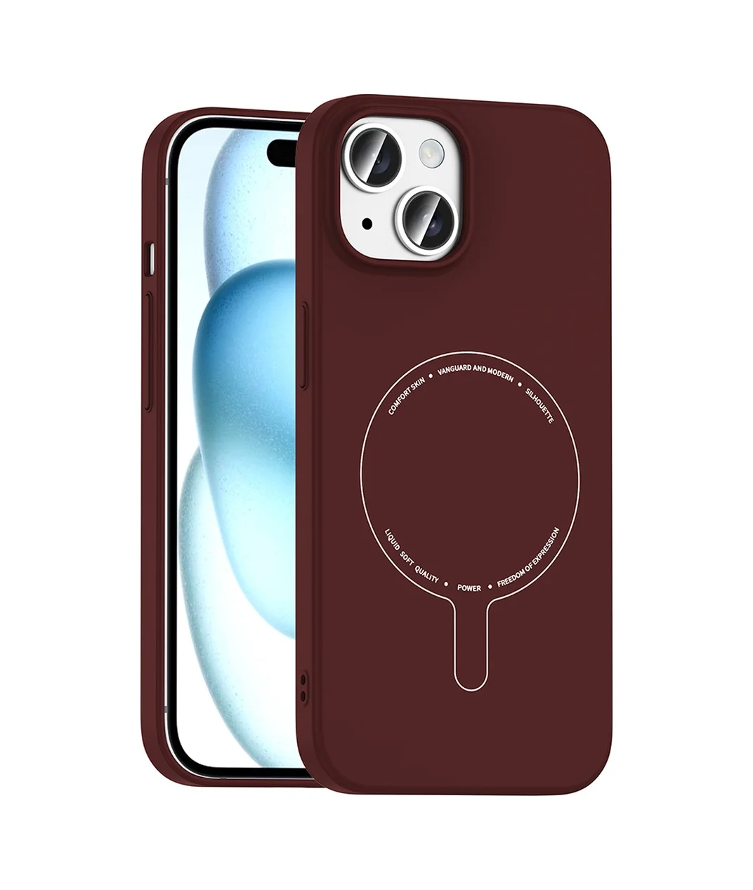 Lexroo Apple iPhone Uyumlu 15 Kılıf M-safe Şarj Özellikli Kamera Korumalı Elio Sert Pc Kılıf - Bordo Lexroo Apple iPhone Uyumlu 15 Kılıf M-safe Şarj Özellikli Kamera Korumalı Elio Sert Pc Kılıf - Bordo