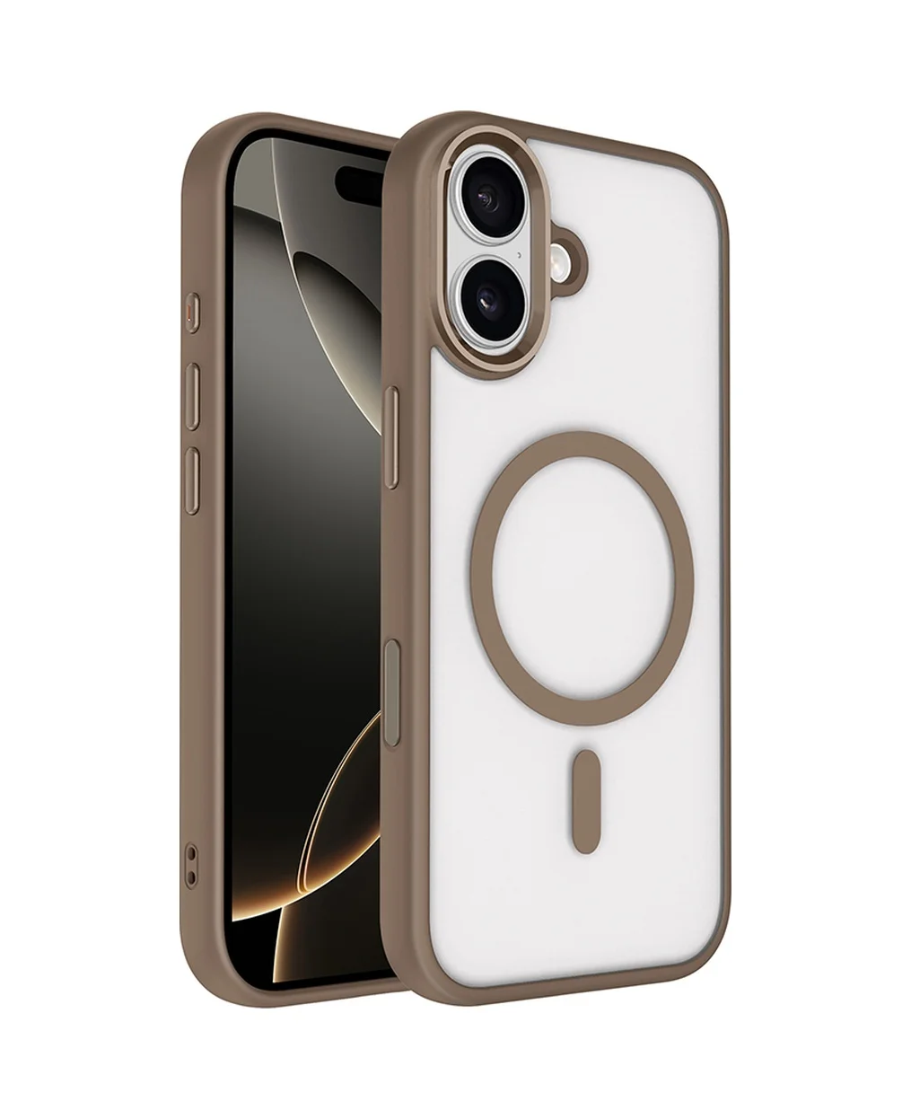 Lexroo Apple iPhone Uyumlu 17 Kılıf Wireless Şarj Özellikli Krom M-safe Silikon Kılıf - Desert Gold Lexroo Apple iPhone Uyumlu 17 Kılıf Wireless Şarj Özellikli Krom M-safe Silikon Kılıf - Desert Gold