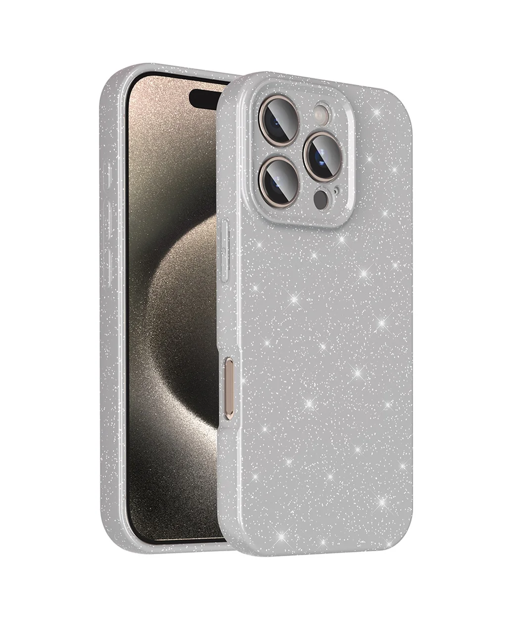 Lexroo Apple iPhone Uyumlu 16 Pro Max Kılıf Kamera Korumalı Simli Lüks Koton Kılıf - Gümüş Lexroo Apple iPhone Uyumlu 16 Pro Max Kılıf Kamera Korumalı Simli Lüks Koton Kılıf - Gümüş