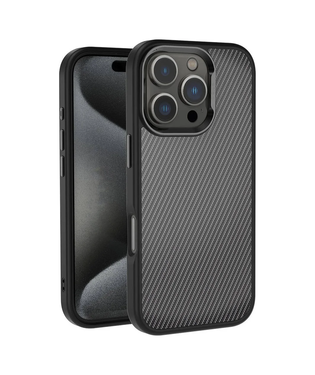 Lexroo Apple iPhone Uyumlu 16 Pro Max Kılıf Karbon Fiber Görünümlü Parlak Kamera Çerçeveli Venus Kılıf - Siyah Lexroo Apple iPhone Uyumlu 16 Pro Max Kılıf Karbon Fiber Görünümlü Parlak Kamera Çerçeveli Venus Kılıf - Siyah