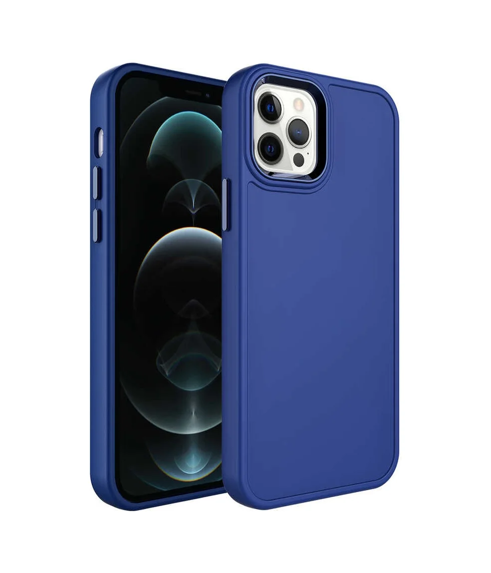 Lexroo Apple iPhone Uyumlu 14 Pro Kılıf Metal Çerçeve Ve Buton Tasarımlı Sert Botox Kılıf - Lacivert Lexroo Apple iPhone Uyumlu 14 Pro Kılıf Metal Çerçeve Ve Buton Tasarımlı Sert Botox Kılıf - Lacivert