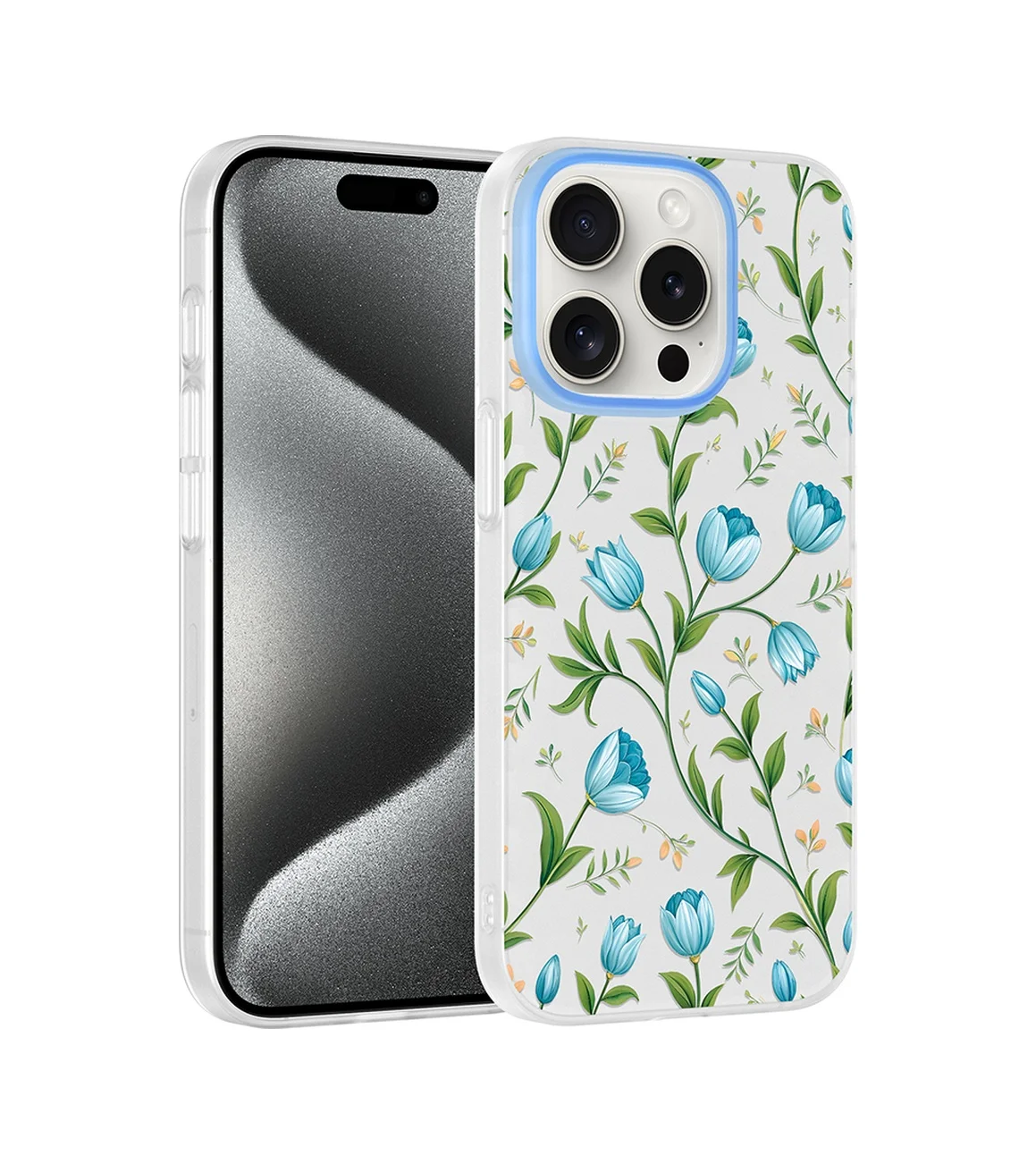 Lexroo Apple iPhone Uyumlu 14 Pro Max Kılıf Kamera Korumalı Desenli Klip Kılıf - Mavi Lale Lexroo Apple iPhone Uyumlu 14 Pro Max Kılıf Kamera Korumalı Desenli Klip Kılıf - Mavi Lale