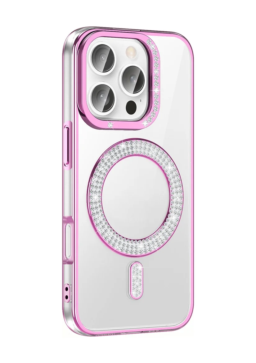 Lexroo Apple iPhone Uyumlu 16 Pro Kılıf Pırlanta Taş Tasarımlı M-safe Şarj Özellikli Karetta Silikon - Rose Gold Lexroo Apple iPhone Uyumlu 16 Pro Kılıf Pırlanta Taş Tasarımlı M-safe Şarj Özellikli Karetta Silikon - Rose Gold