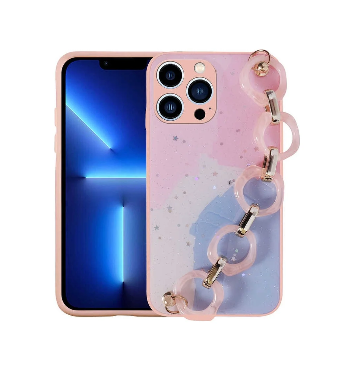 Lexroo Apple iPhone Uyumlu 13 Pro Max Kılıf Simli Desenli El Askılı Tutacaklı Elsa Silikon Kılıf - Pembe Lexroo Apple iPhone Uyumlu 13 Pro Max Kılıf Simli Desenli El Askılı Tutacaklı Elsa Silikon Kılıf - Pembe
