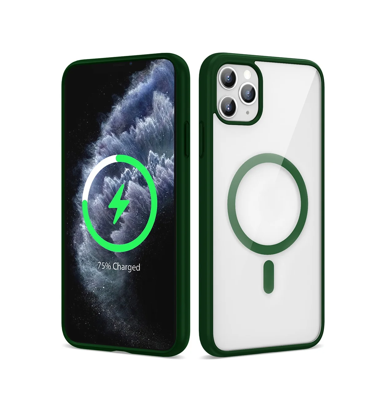 Lexroo Apple iPhone Uyumlu 11 Pro Max Kılıf M-safe Wireless Şarj Özellikli Silikon Ege Kılıf - Koyu Yeşil Lexroo Apple iPhone Uyumlu 11 Pro Max Kılıf M-safe Wireless Şarj Özellikli Silikon Ege Kılıf - Koyu Yeşil