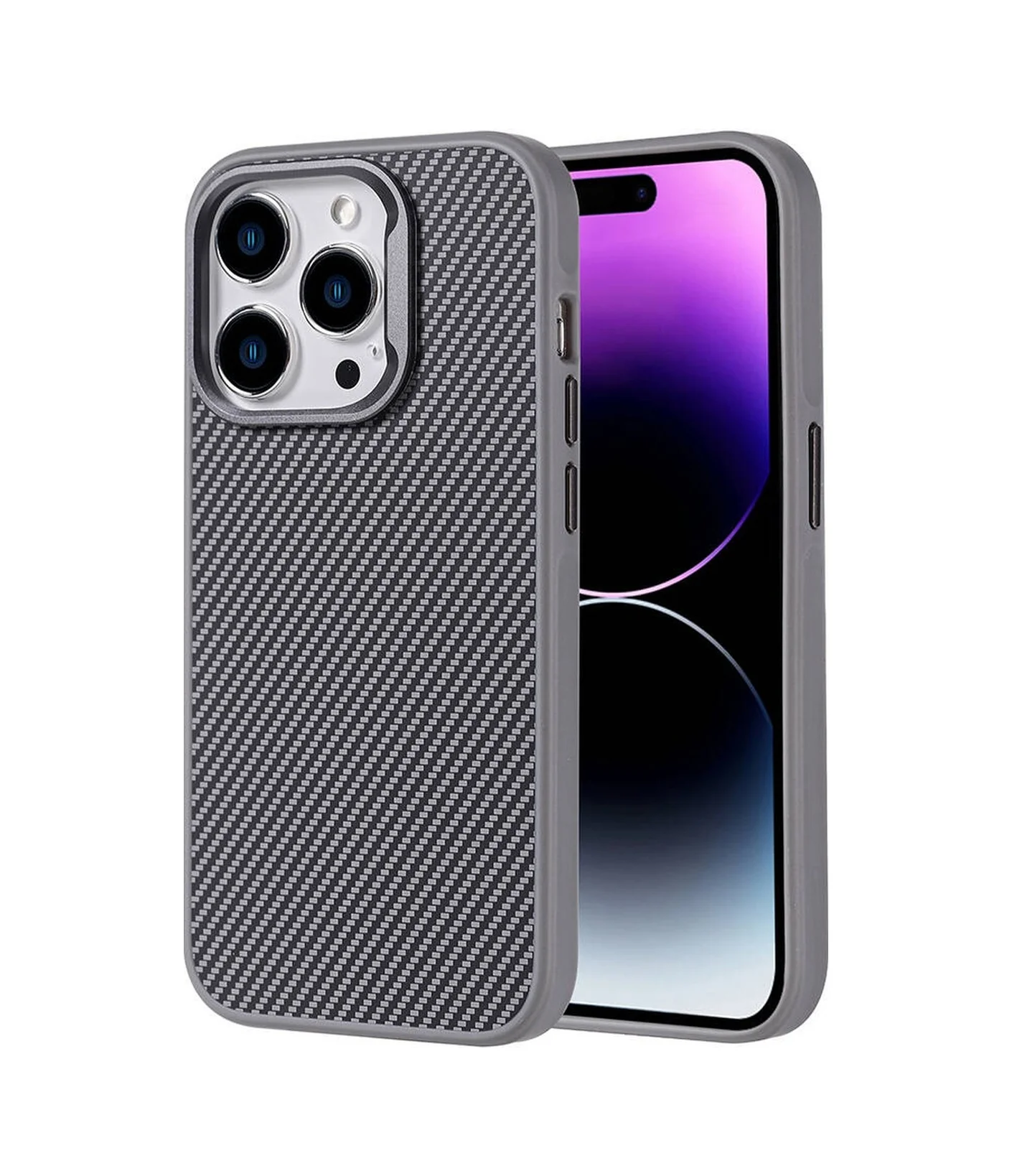 Lexroo Apple iPhone Uyumlu 15 Pro Max Kılıf M-safe Şarj Özellikli Karbon Fiber Görünümlü Troy Kılıf - Gümüş Lexroo Apple iPhone Uyumlu 15 Pro Max Kılıf M-safe Şarj Özellikli Karbon Fiber Görünümlü Troy Kılıf - Gümüş