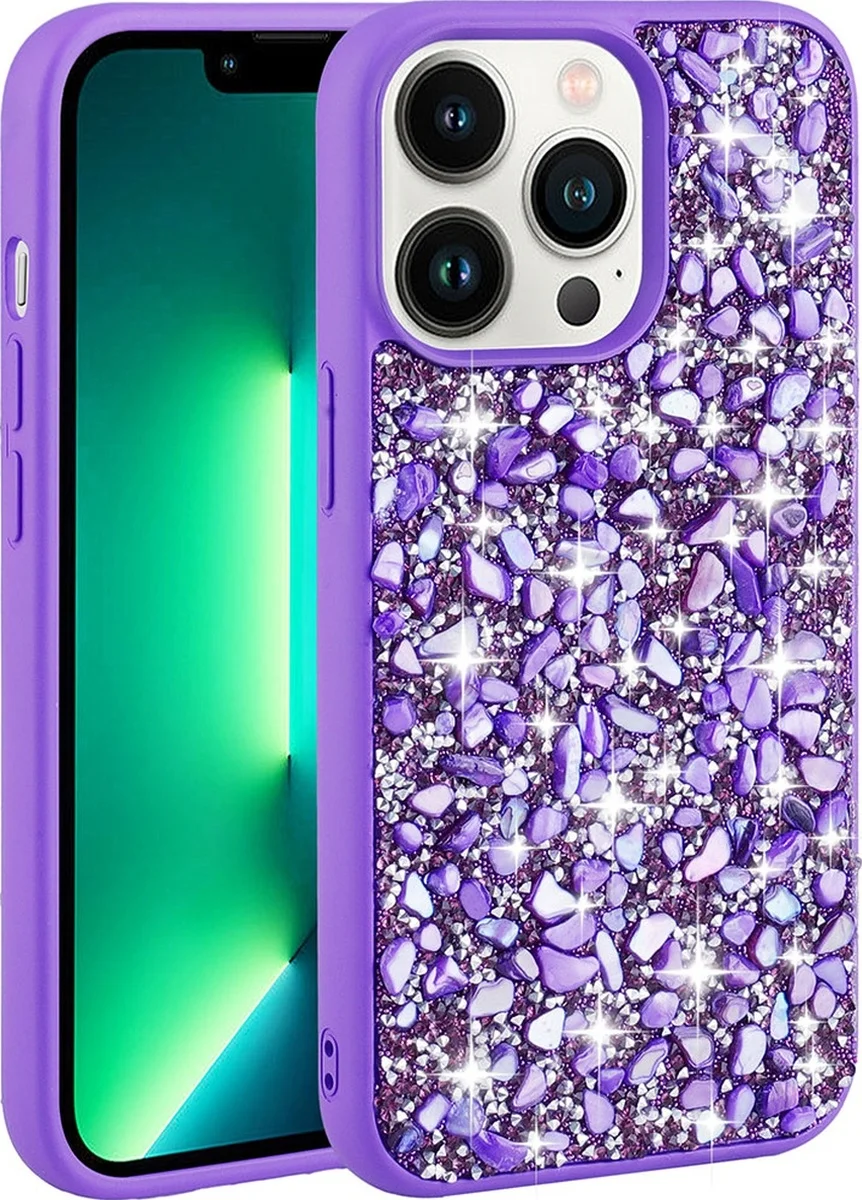 Lexroo Apple iPhone Uyumlu 12 Pro Kılıf Parlak Taşlı Tasarım Linea Kılıf - Mor Lexroo Apple iPhone Uyumlu 12 Pro Kılıf Parlak Taşlı Tasarım Linea Kılıf - Mor