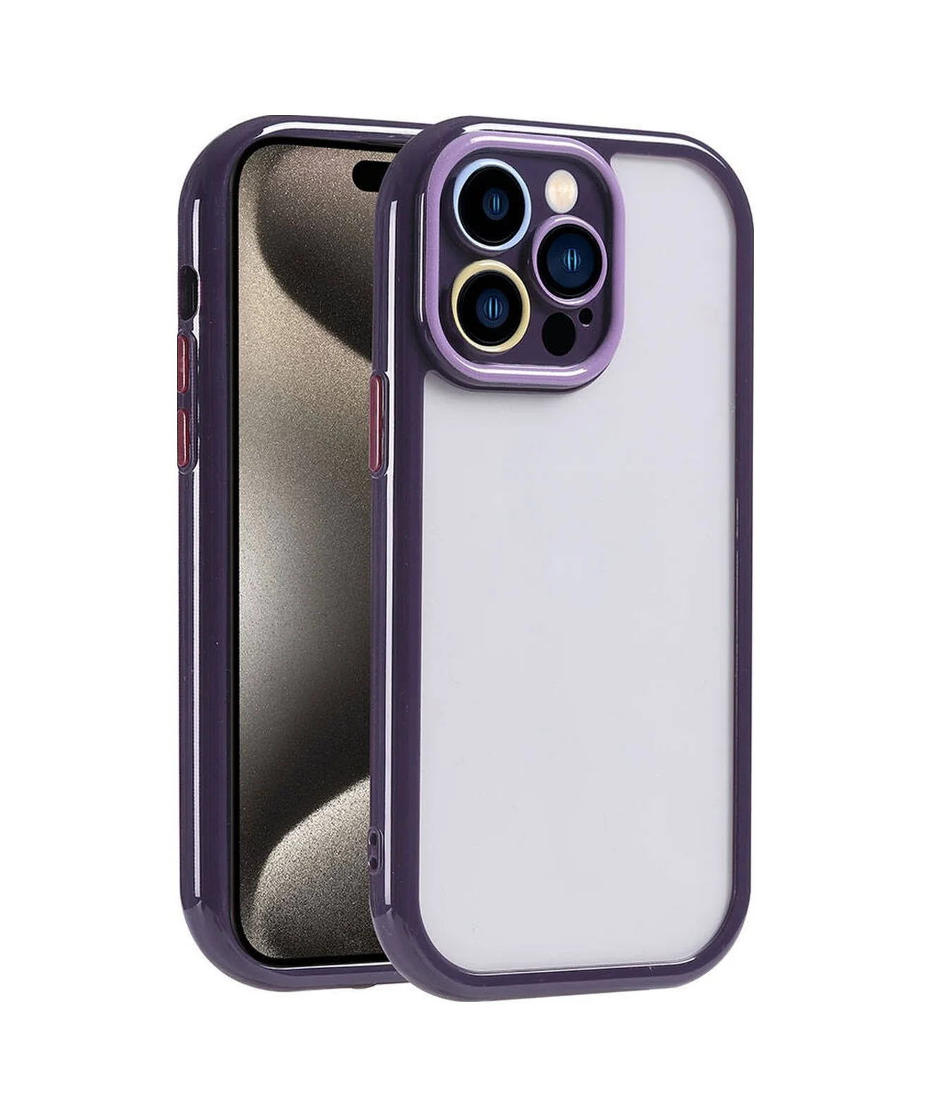 Lexroo Apple iPhone Uyumlu 15 Pro Max Kılıf Kamera Korumalı Renkli Kenar Ve Çerçeve Tasarımlı - Derin Mor Lexroo Apple iPhone Uyumlu 15 Pro Max Kılıf Kamera Korumalı Renkli Kenar Ve Çerçeve Tasarımlı - Derin Mor