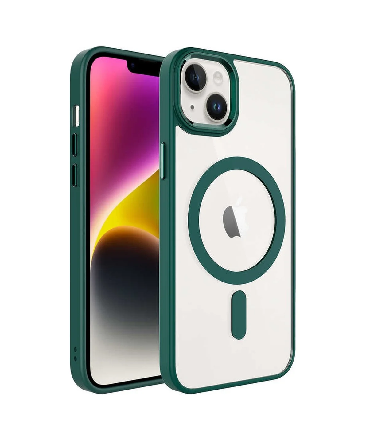 Lexroo Apple iPhone Uyumlu 14 Kılıf Wireless Şarj Özellikli Krom M-safe Silikon Kılıf - Koyu Yeşil Lexroo Apple iPhone Uyumlu 14 Kılıf Wireless Şarj Özellikli Krom M-safe Silikon Kılıf - Koyu Yeşil