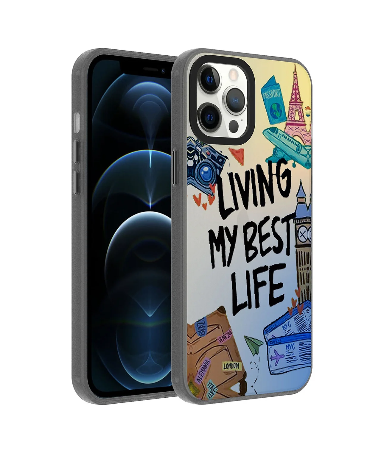 Lexroo Apple iPhone Uyumlu 12 Pro Max Kılıf Desenli Dragon Sert Kılıf - Seyahat Çok Renkli Lexroo Apple iPhone Uyumlu 12 Pro Max Kılıf Desenli Dragon Sert Kılıf - Seyahat Çok Renkli