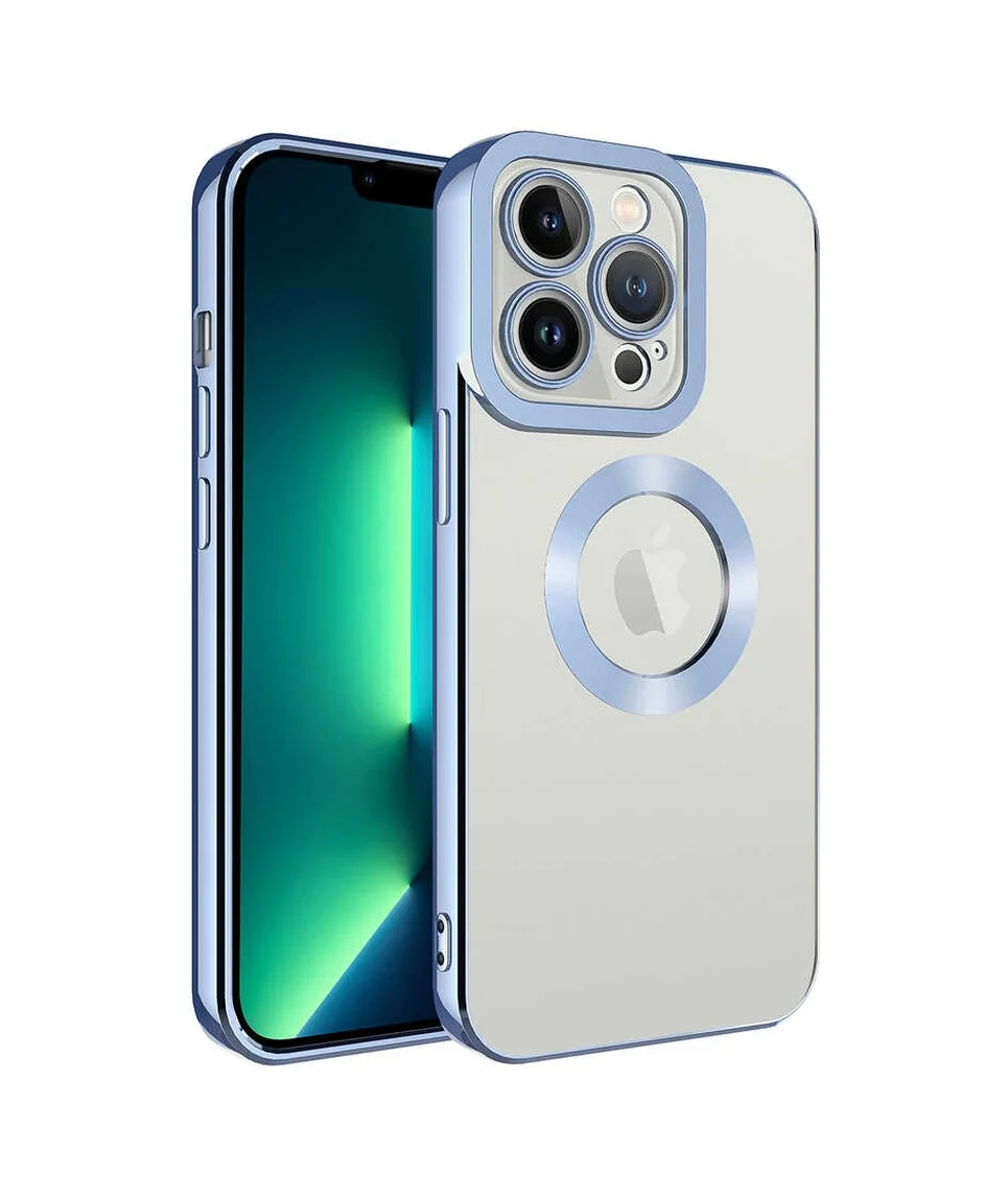 Lexroo Apple iPhone Uyumlu 13 Pro Kılıf Kamera Korumalı Logo Gösteren Omega Kılıf - Mavi Açık Lexroo Apple iPhone Uyumlu 13 Pro Kılıf Kamera Korumalı Logo Gösteren Omega Kılıf - Mavi Açık