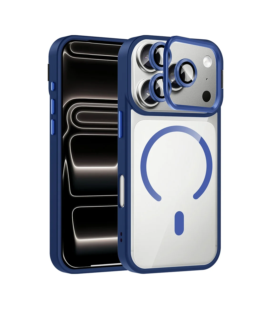 Lexroo Apple iPhone Uyumlu 17 Pro Max Kılıf Standlı Ve Kamera Lens li M-safe Şarj Özellikli - Lacivert Lexroo Apple iPhone Uyumlu 17 Pro Max Kılıf Standlı Ve Kamera Lens li M-safe Şarj Özellikli - Lacivert