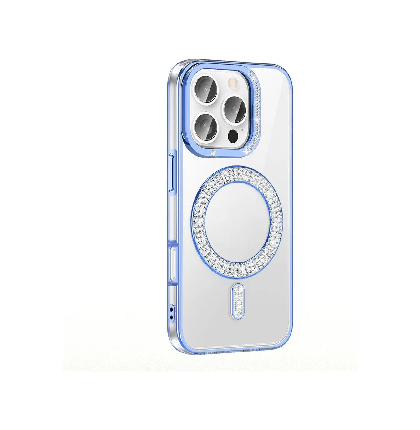 Lexroo Apple iPhone Uyumlu 16 Pro Max Kılıf Pırlanta Taş Tasarımlı M-safe Şarj Özellikli Karetta Silikon - Mavi Lexroo Apple iPhone Uyumlu 16 Pro Max Kılıf Pırlanta Taş Tasarımlı M-safe Şarj Özellikli Karetta Silikon - Mavi