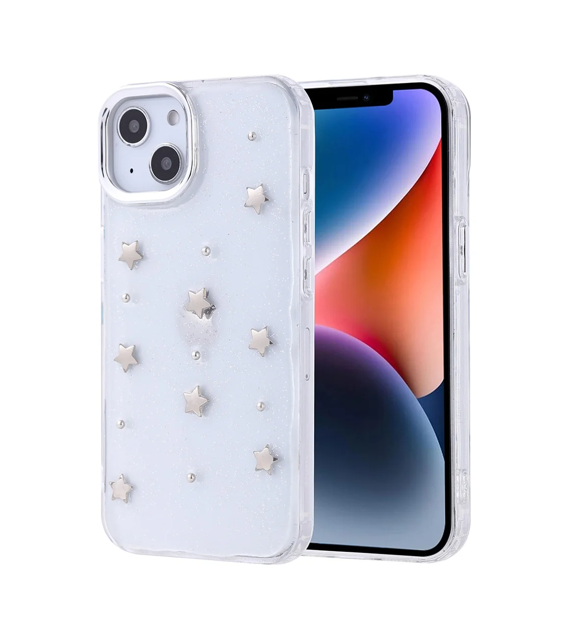 Lexroo Apple iPhone Uyumlu 14 Kılıf Airbag Tasarımlı Simli Şeffaf Kutup Kılıf - Yıldız Lexroo Apple iPhone Uyumlu 14 Kılıf Airbag Tasarımlı Simli Şeffaf Kutup Kılıf - Yıldız