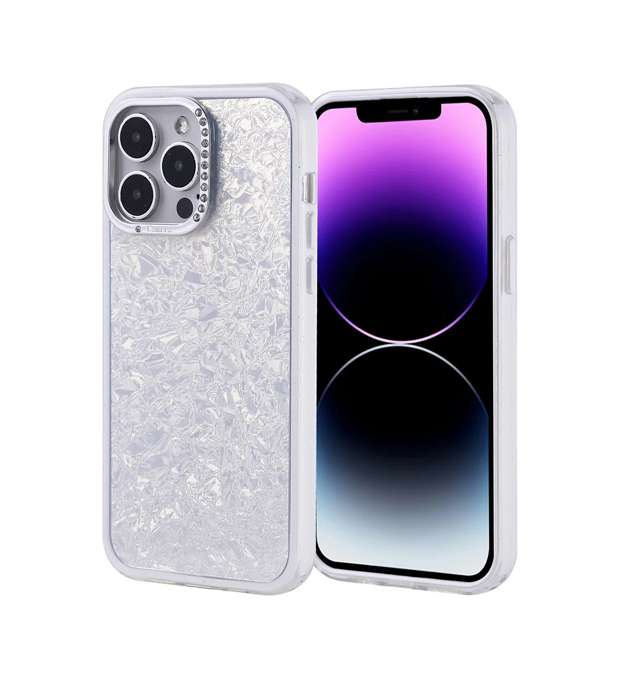 Lexroo Apple iPhone Uyumlu 14 Pro Max Kılıf Taşlı Tasarımlı Kapi Kılıf - Gümüş Lexroo Apple iPhone Uyumlu 14 Pro Max Kılıf Taşlı Tasarımlı Kapi Kılıf - Gümüş