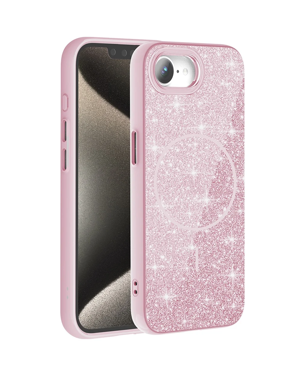 Lexroo Apple iPhone Uyumlu 17e Kılıf M-safe Şarj Özellikli Parlayan Simli Okso Kılıf - Pembe Lexroo Apple iPhone Uyumlu 17e Kılıf M-safe Şarj Özellikli Parlayan Simli Okso Kılıf - Pembe